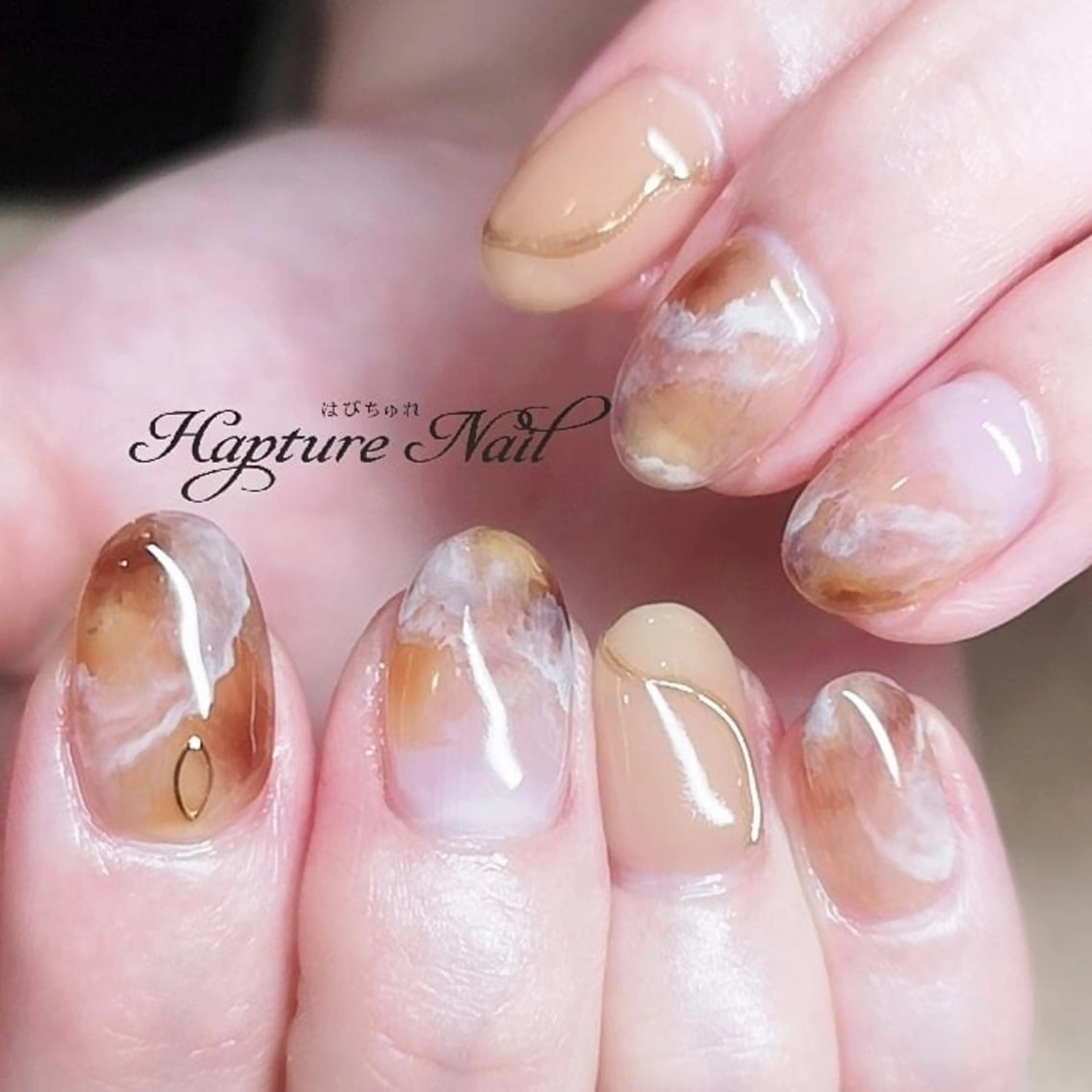 ネイル アートネイル ブラウン ラメ(グリッター) ミラーネイル ワンカラーネイル m- Hiroのネイルデザイン