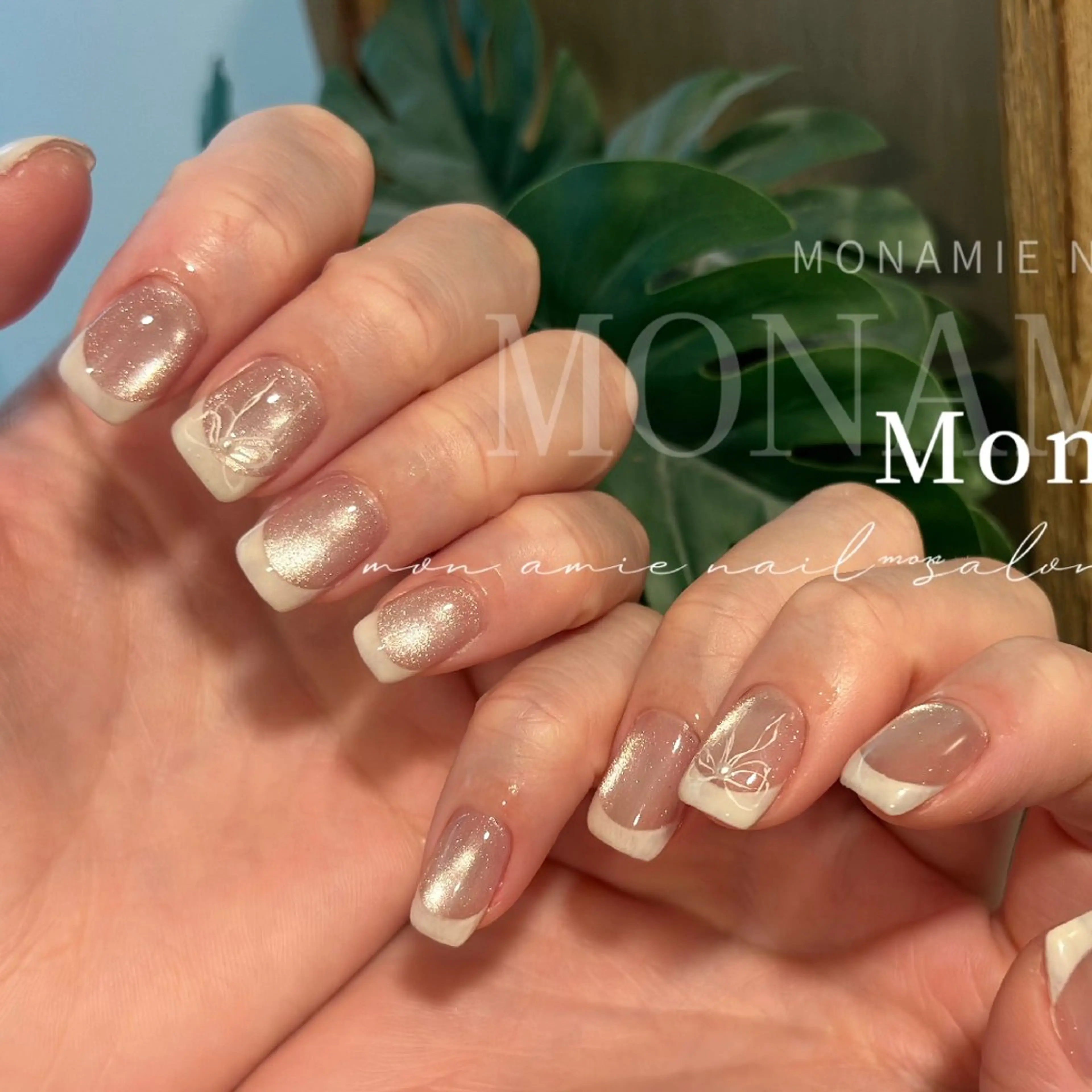 ネイル フレンチネイル キラキラネイル マグネットネイル おそろいネイル シンプルネイル ハンドネイル ハンドケア Lemon所属・MonAmie NailSalonのネイルデザイン