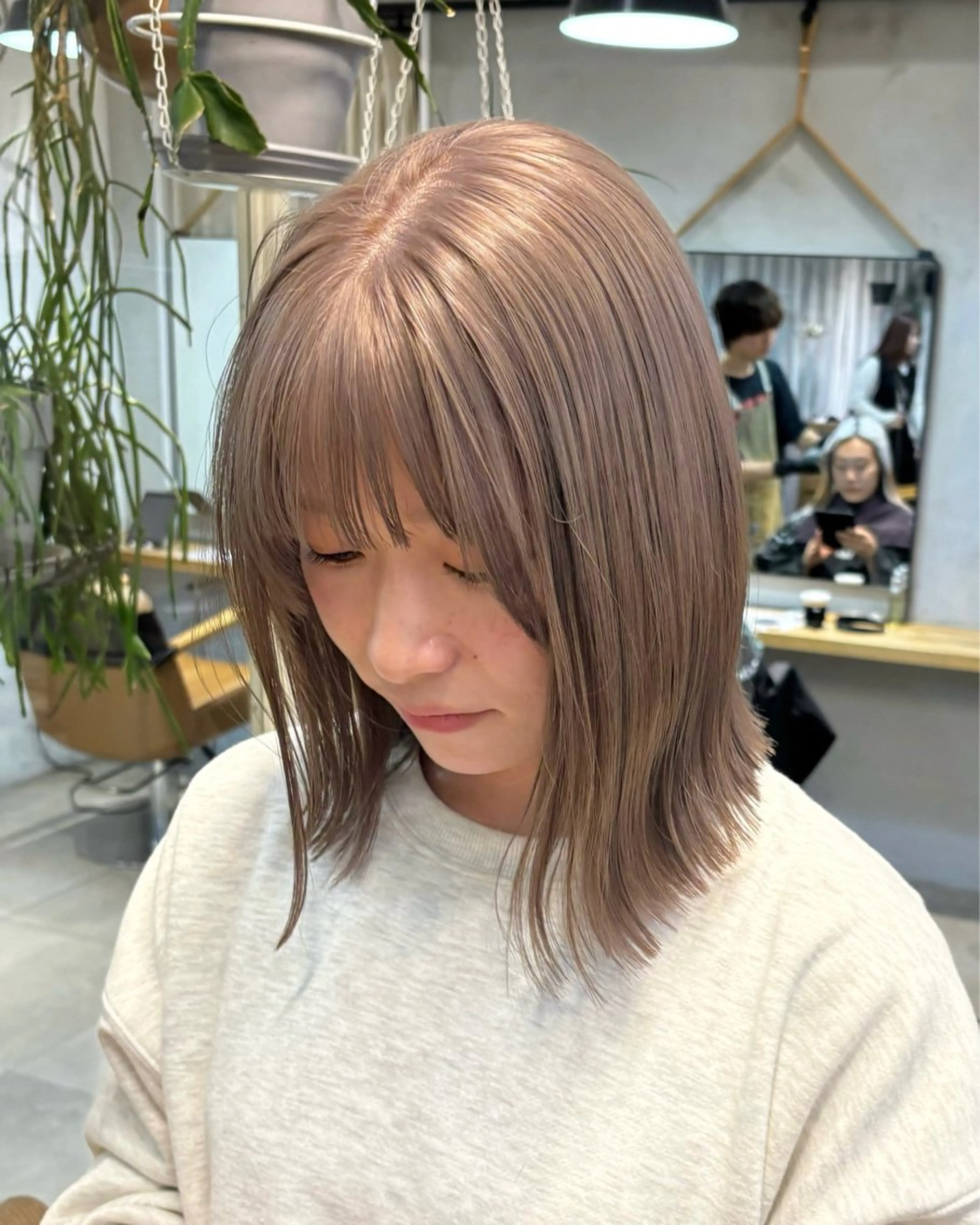 ミディアム カラー カット ヘアカラー トリートメント オリーブ/縮毛♡ Natsuno🩰のヘアスタイル