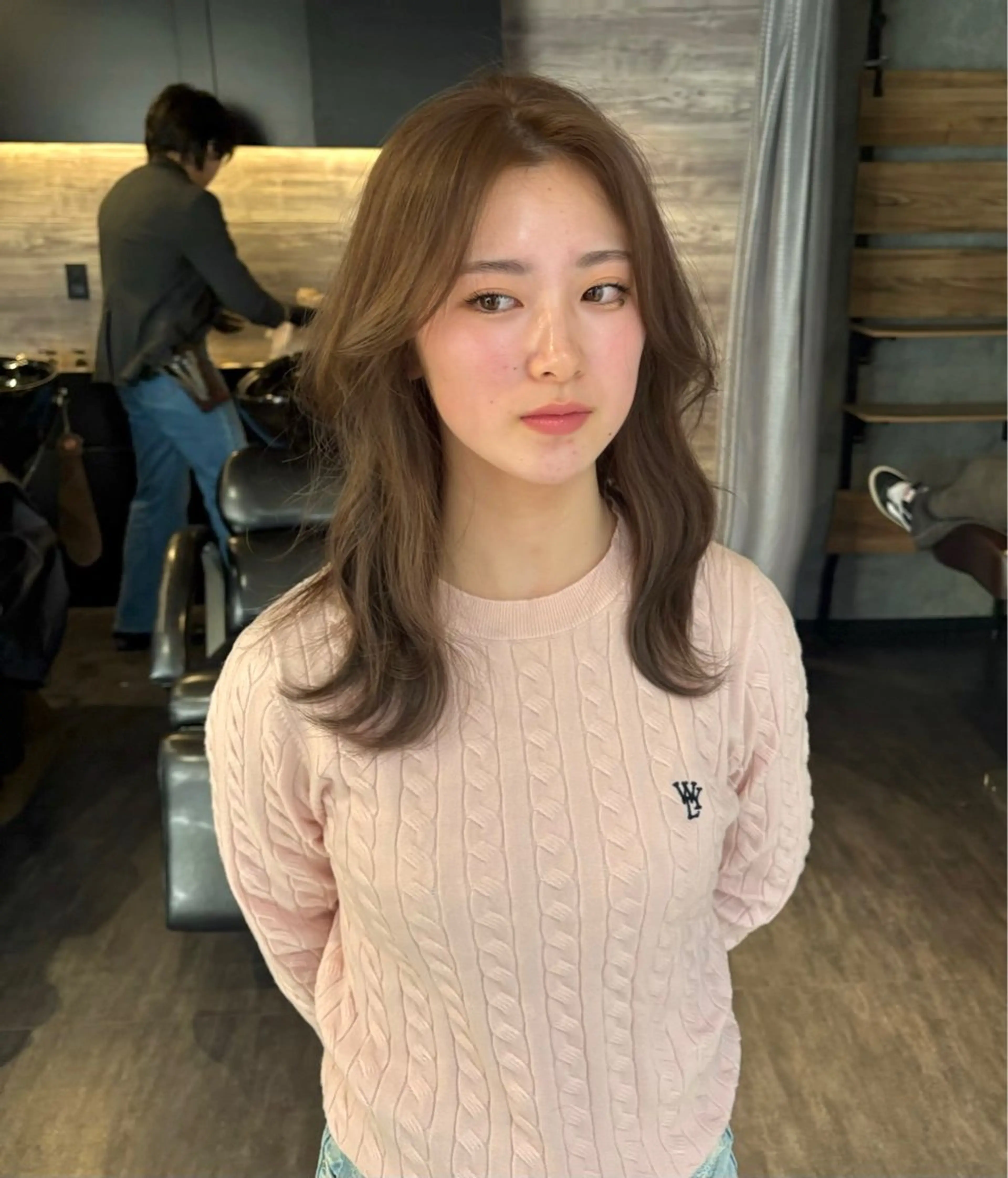 ミディアム ヘアカラー レイヤーカット/韓国 /艶髪/ダブルカラーのヘアスタイル