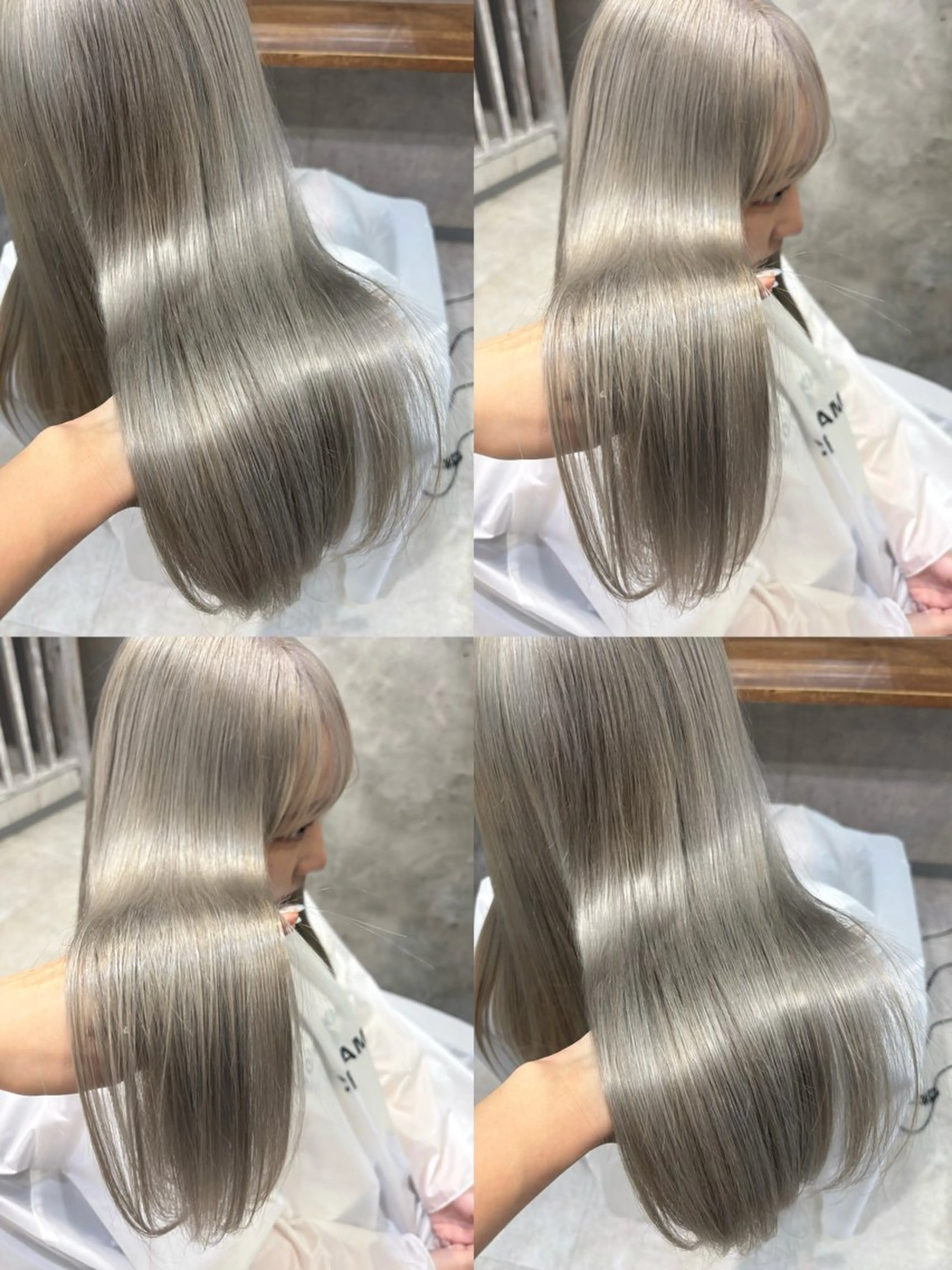 ロング カラー ベージュカラー ブリーチ ハイトーンカラー シルバー シルバーベージュ カット ヘアカラー トリートメント 松井那津子 /ハイライトブリーチのヘアスタイル