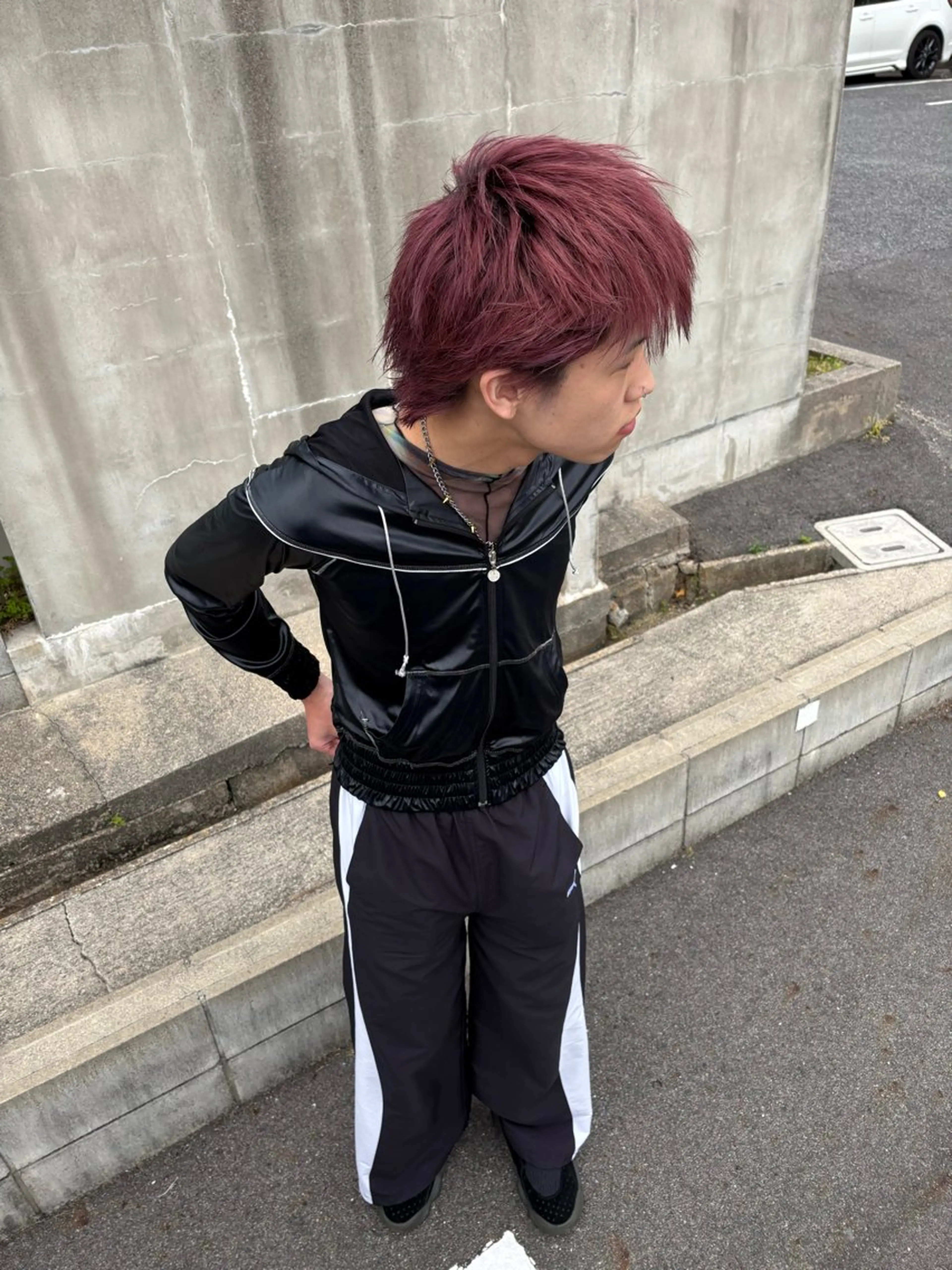 ショート カラー メンズ ピンクカラー ピンクパープル パープルカラー nui【茨木】　久木 駿介のヘアスタイル