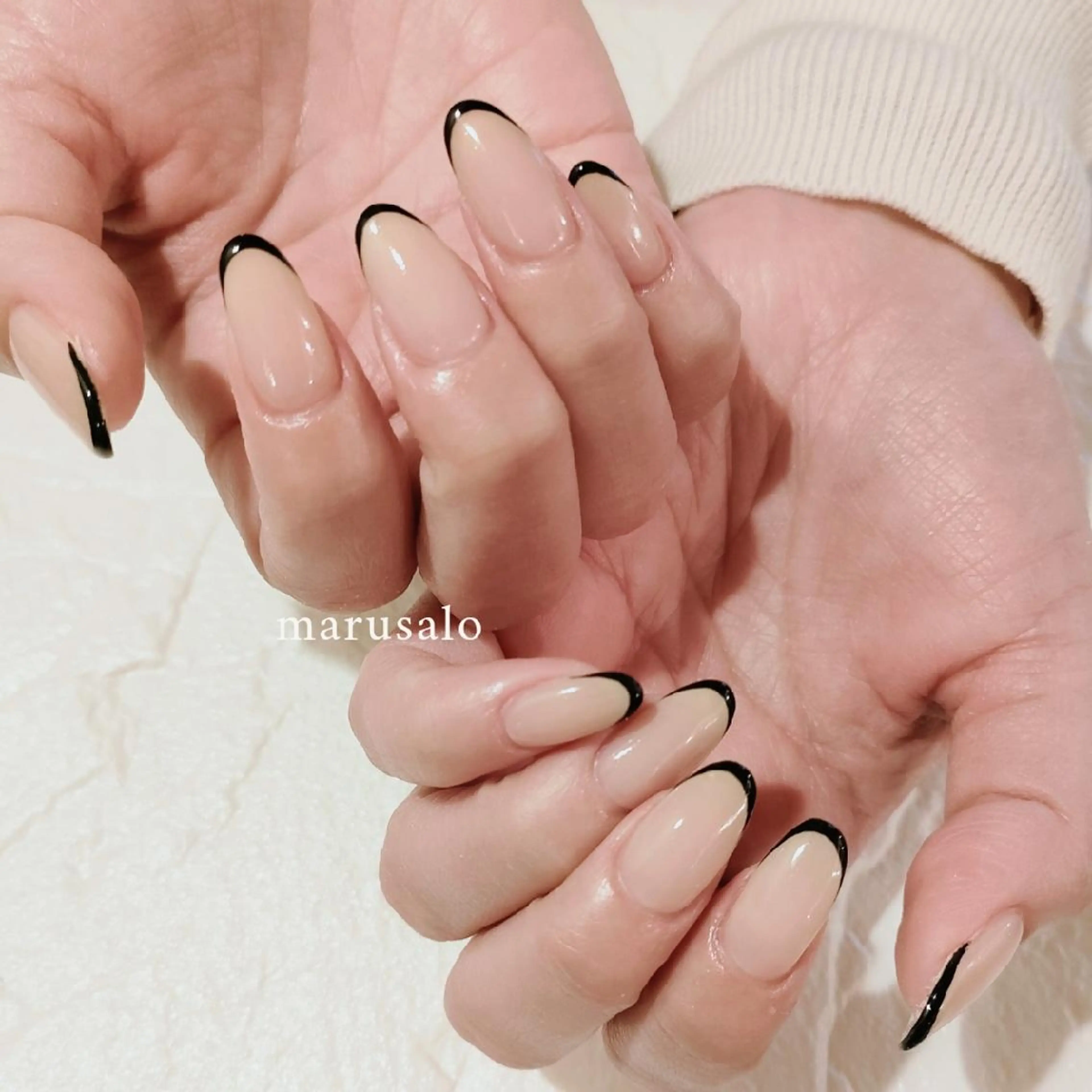 ネイル フレンチネイル シンプルネイル 春ネイル 夏ネイル ワンホンネイル ハンドネイル marusalo nailのネイルデザイン