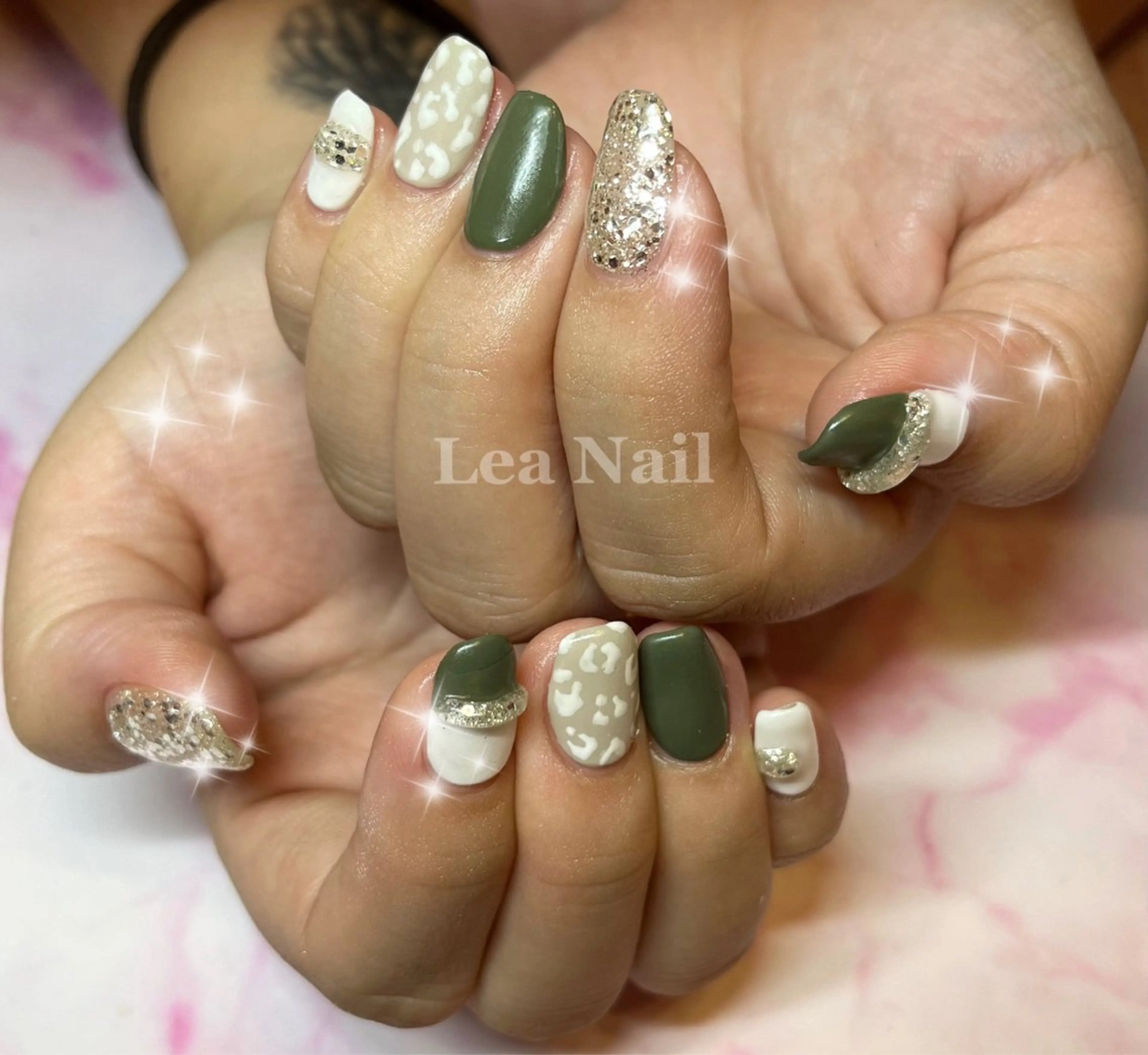 ネイル アニマル柄 マットネイル ぷっくりネイル ハンドネイル Lea Nailのネイルデザイン