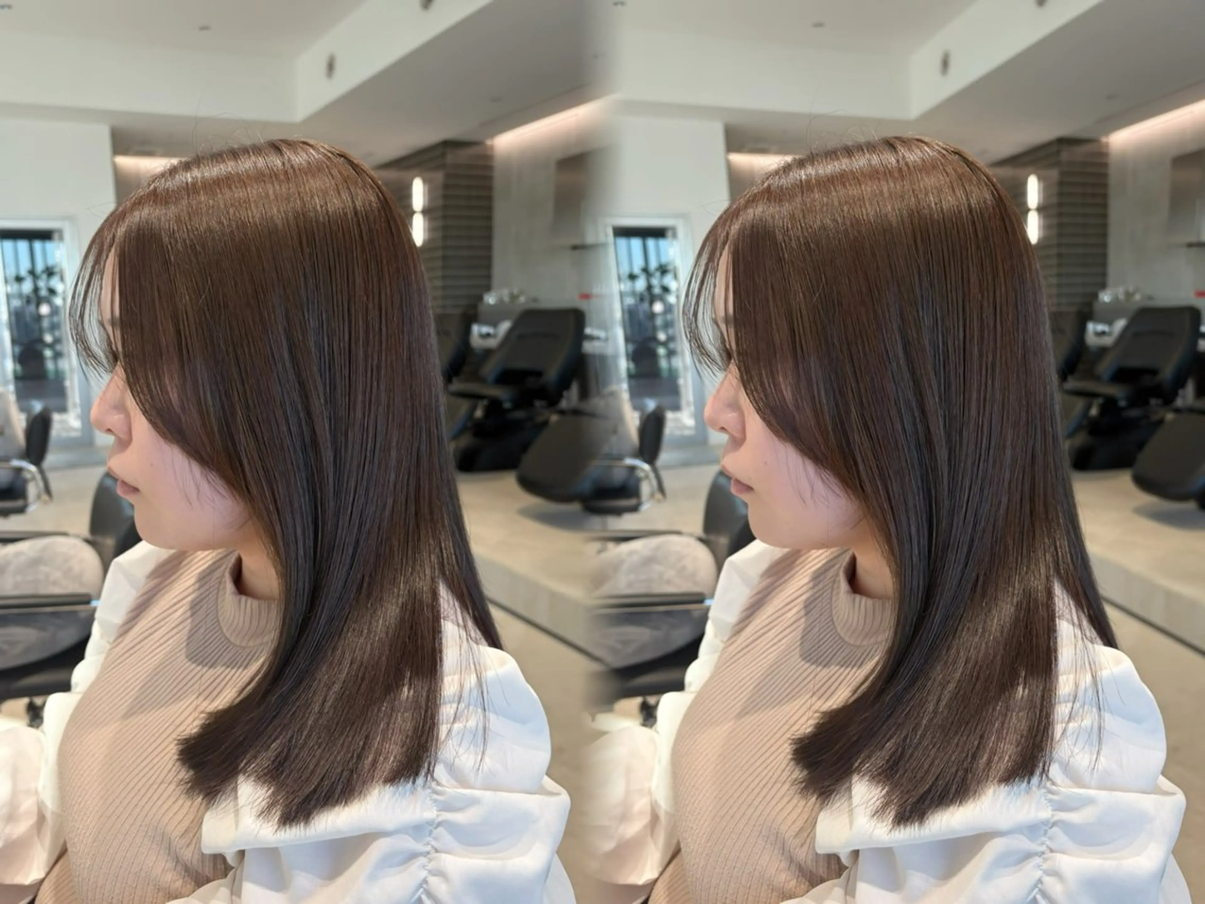 ロング カット 縮毛矯正 トリートメント メンズバレイヤージュ 斉藤春のヘアスタイル