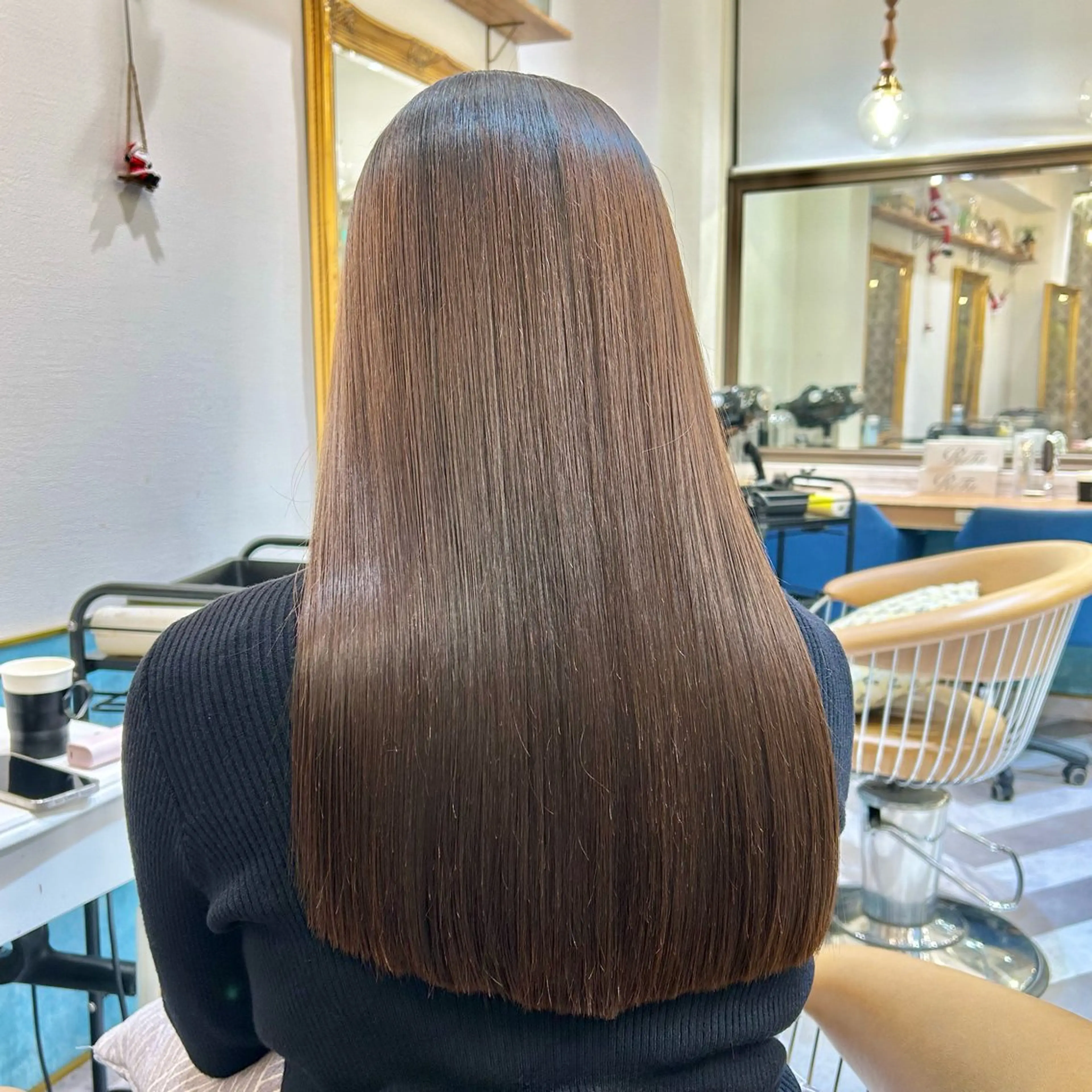 ロング カラー 縮毛矯正 髪質改善【縮毛矯正】 美髪ボブを量産する人のヘアスタイル