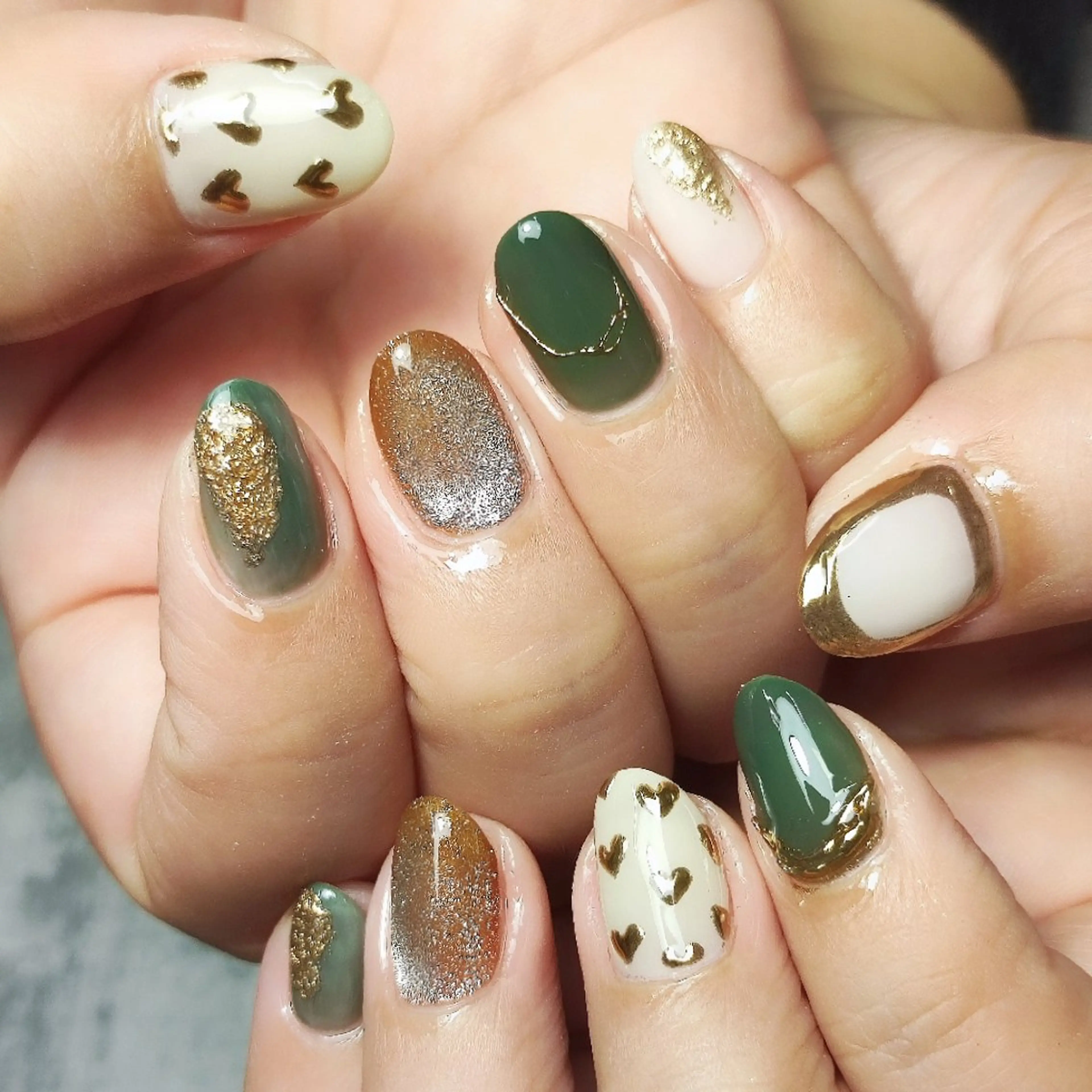 ネイル ハート ミラーネイル ハンドネイル 個人サロン saltnailのネイルデザイン