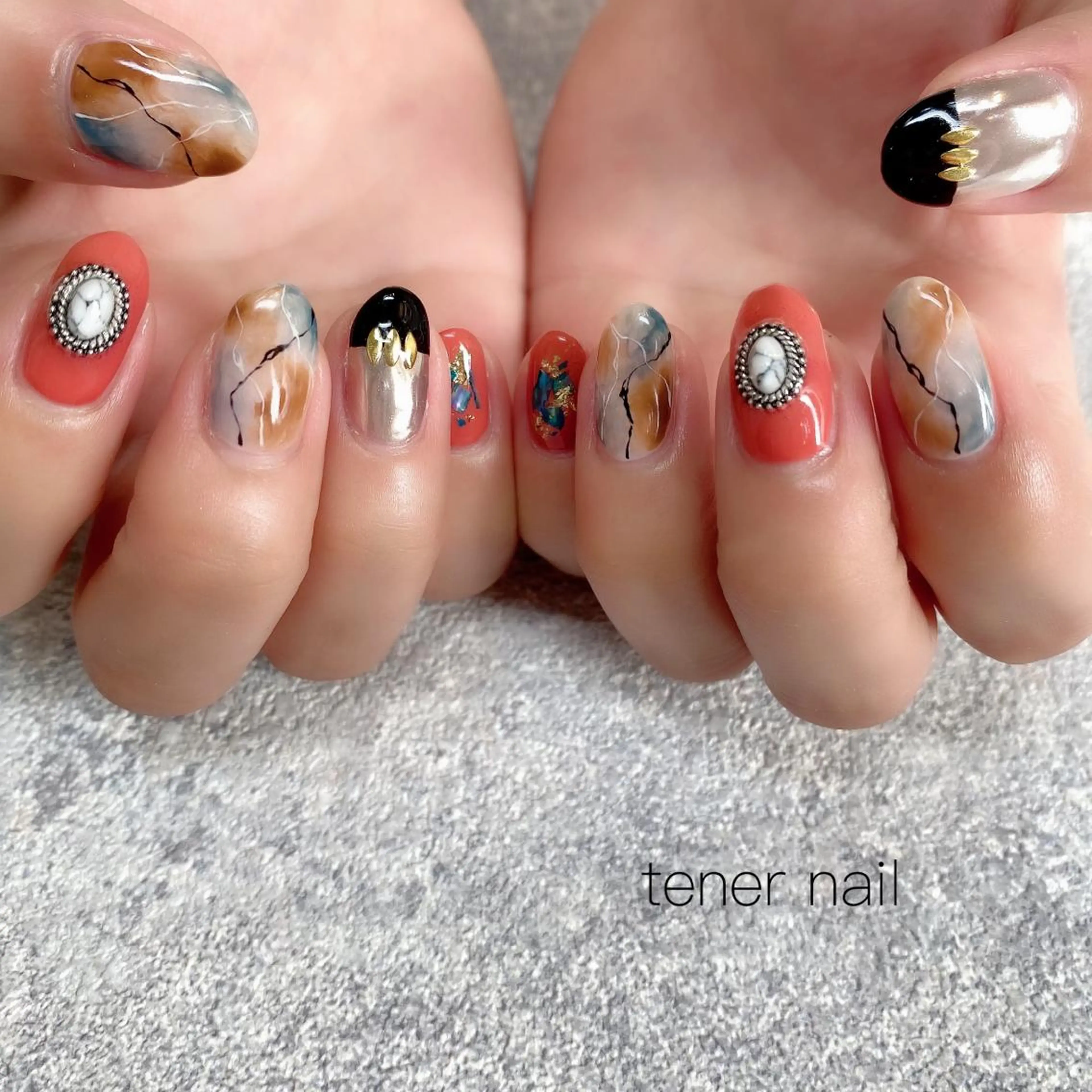 ネイル 大理石ネイル(マーブル) tener  nail  テネルネイル所属・テネルネイル tener nailのネイルデザイン