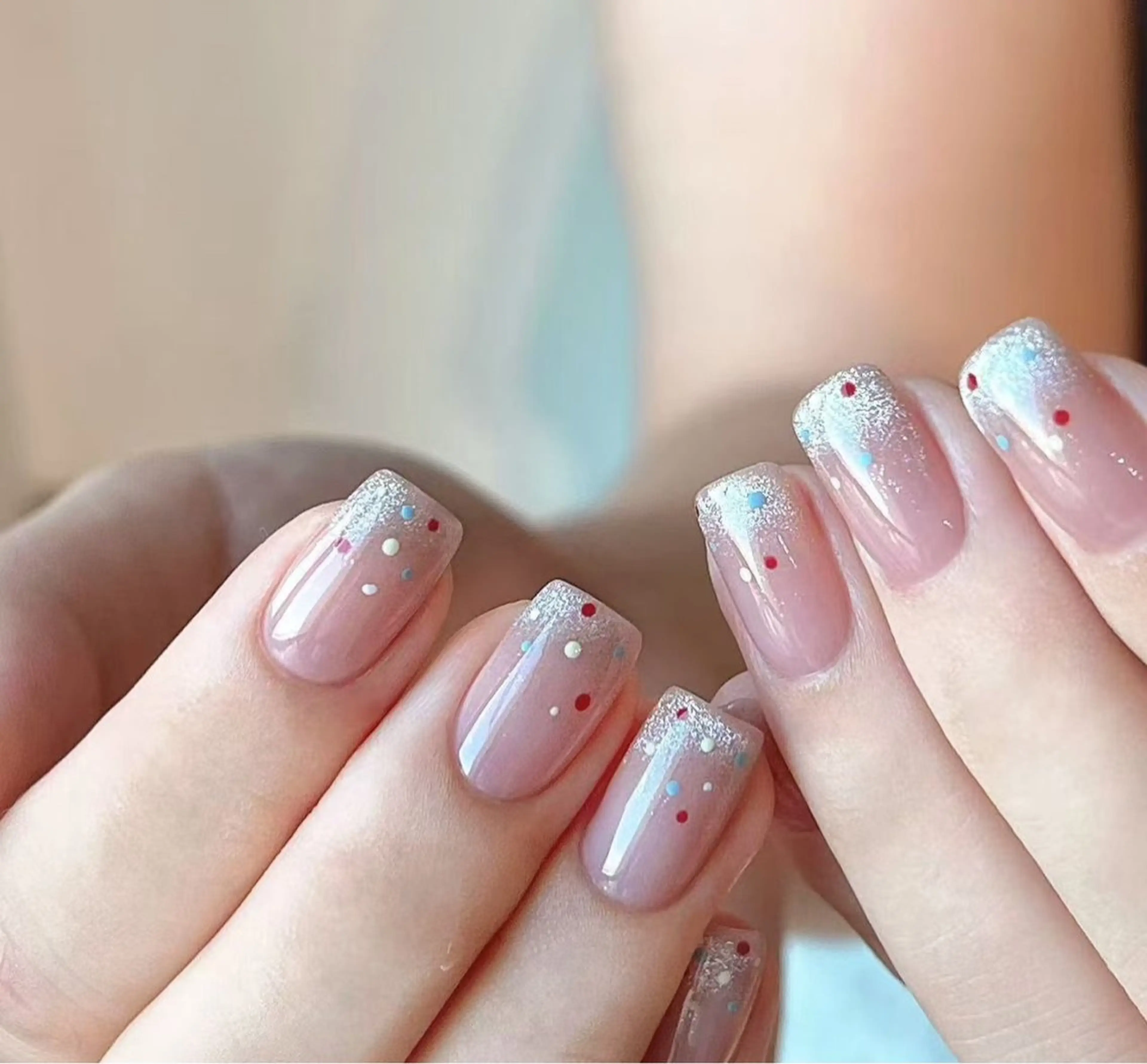 ネイル フラワーネイル フレンチネイル ジェルネイル ガラスフレンチ ハート ハンドネイル BabyYouMi ねねのネイルデザイン