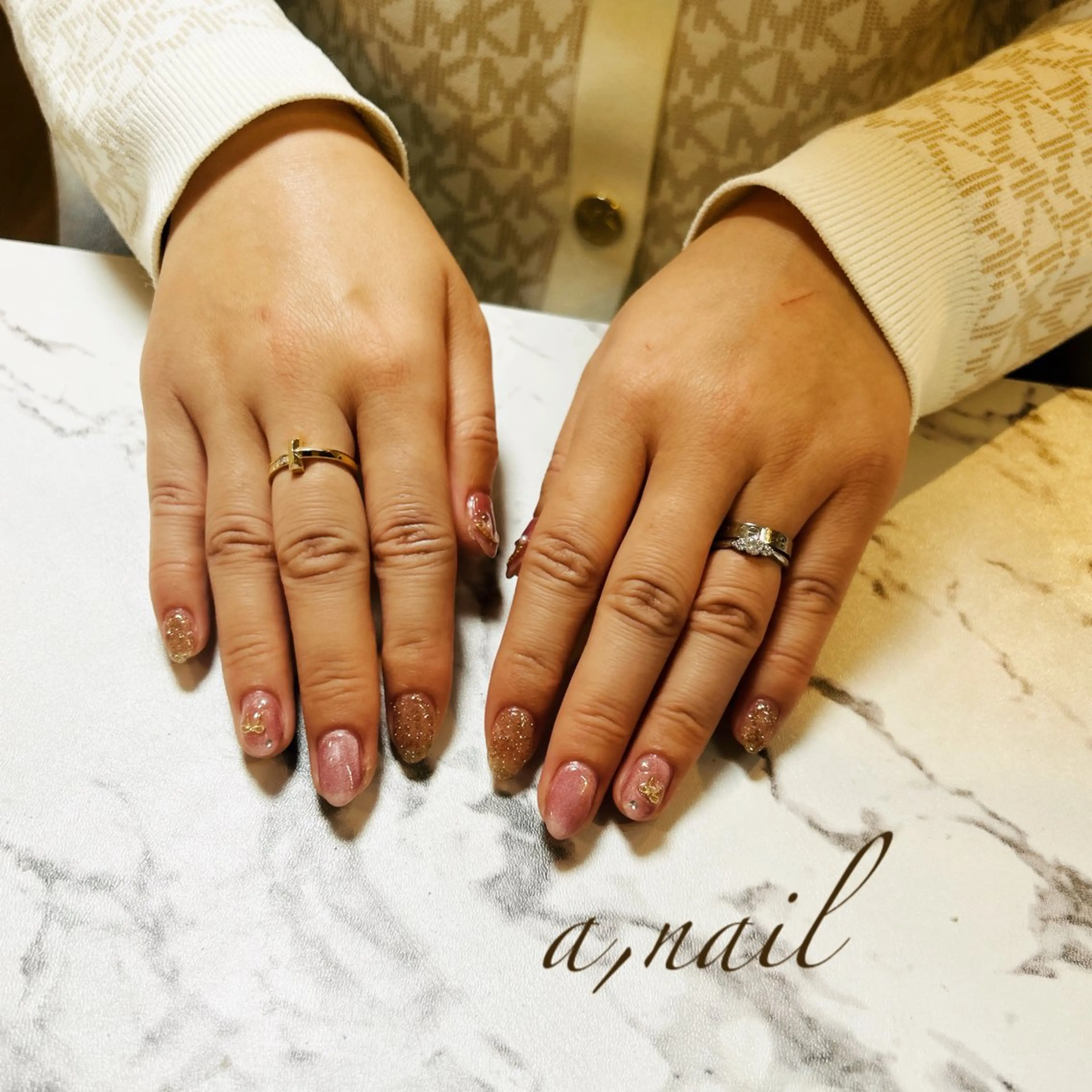 ネイル フラッシュネイル フレンチネイル マグネットネイル リボン ハンドネイル ネイルサロン エーネイルのネイルデザイン