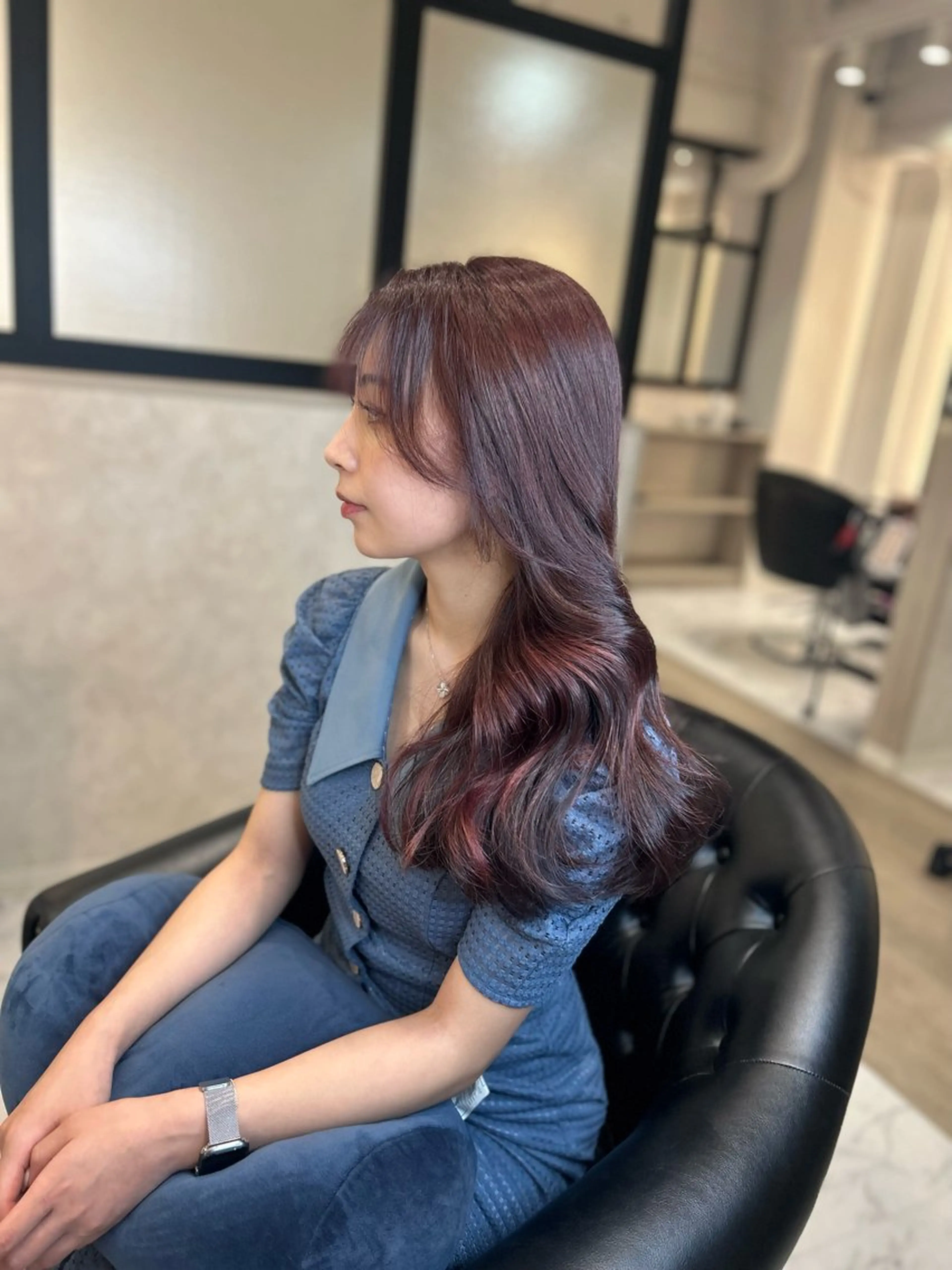 ロング カラー ヘアカラー トリートメント &chaLme   心斎橋所属・emi/髪質改善/ 韓国風/艶カラーのヘアスタイル