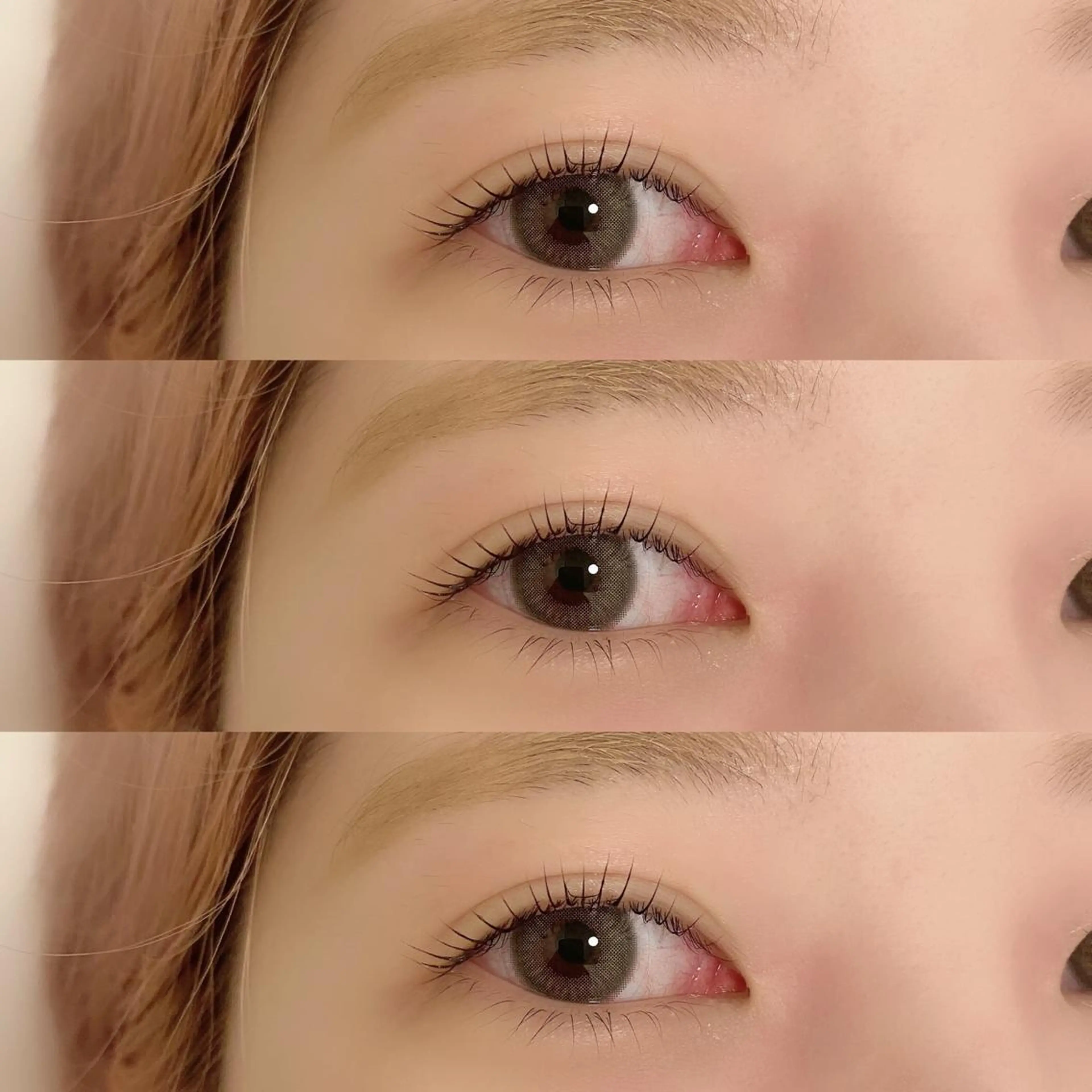 マツエク・マツパ パリジェンヌラッシュリフト まつげパーマ 下まつげエクステ 一重×まつ毛パーマ アップワードラッシュ 肌に馴染むハイトーン /ミルクティーカラーのヘアスタイル