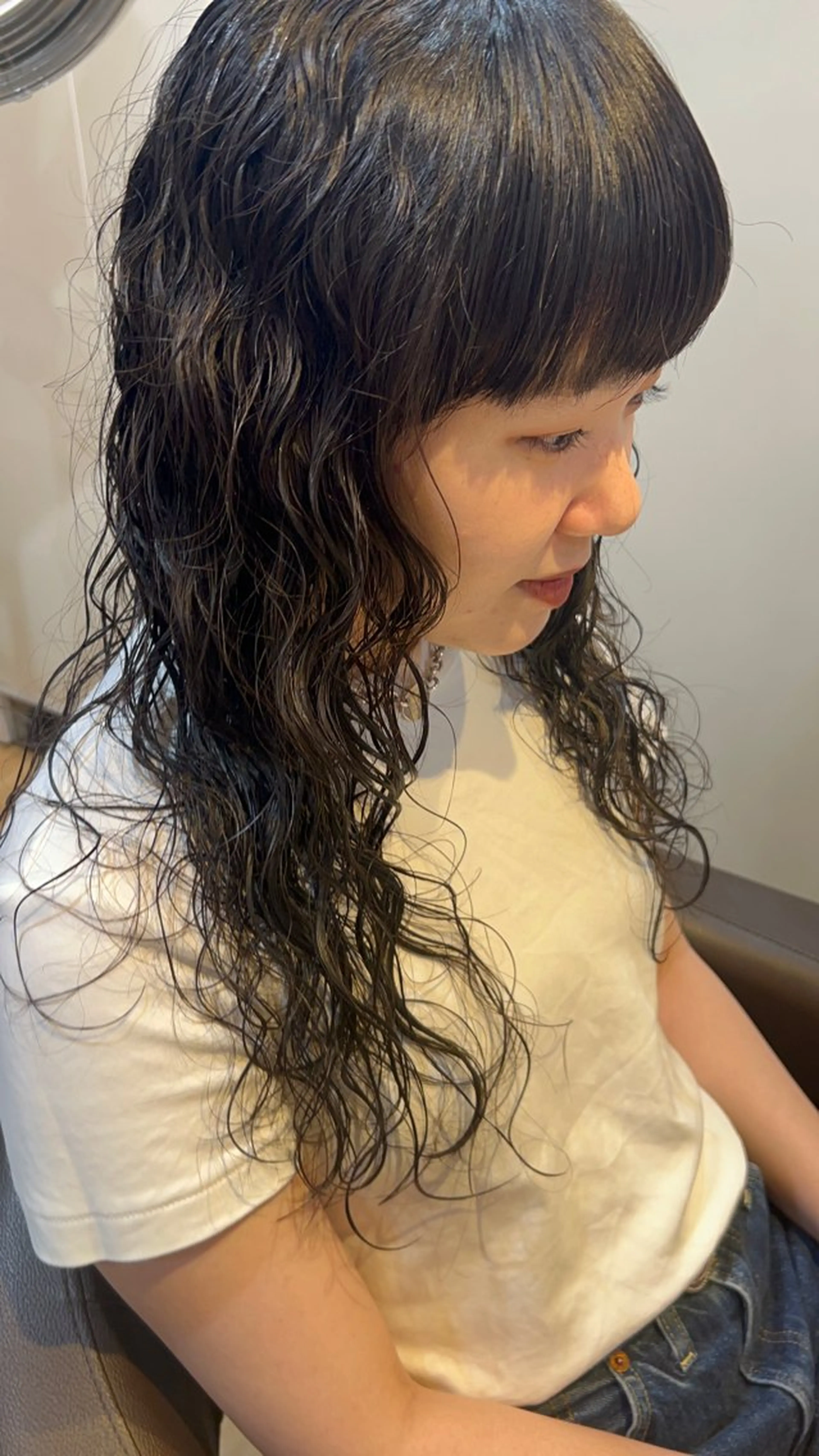 セミロング パーマ カット パーマ しみず さくら🌸のヘアスタイル