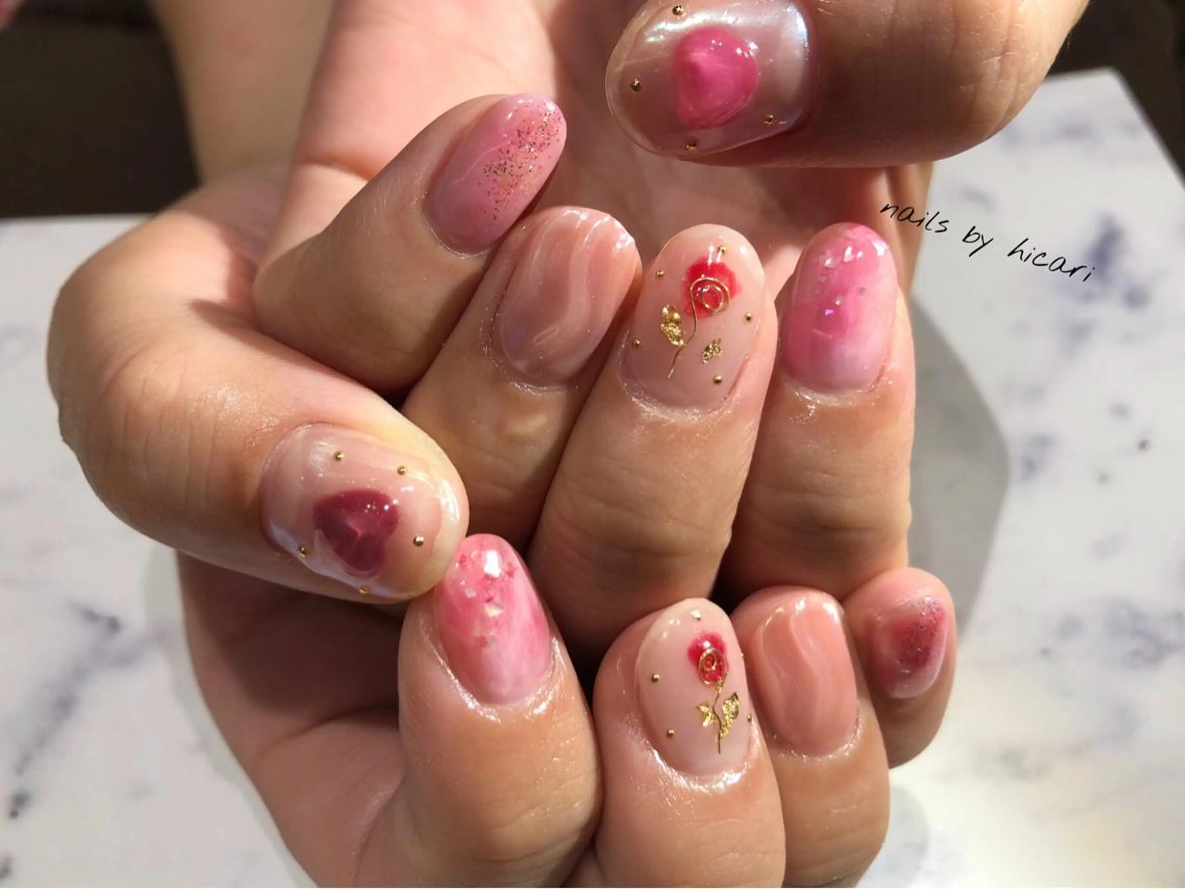 ショート カラー キッズ ネイル マツエク・マツパ ハンドネイル illum hicariのネイルデザイン