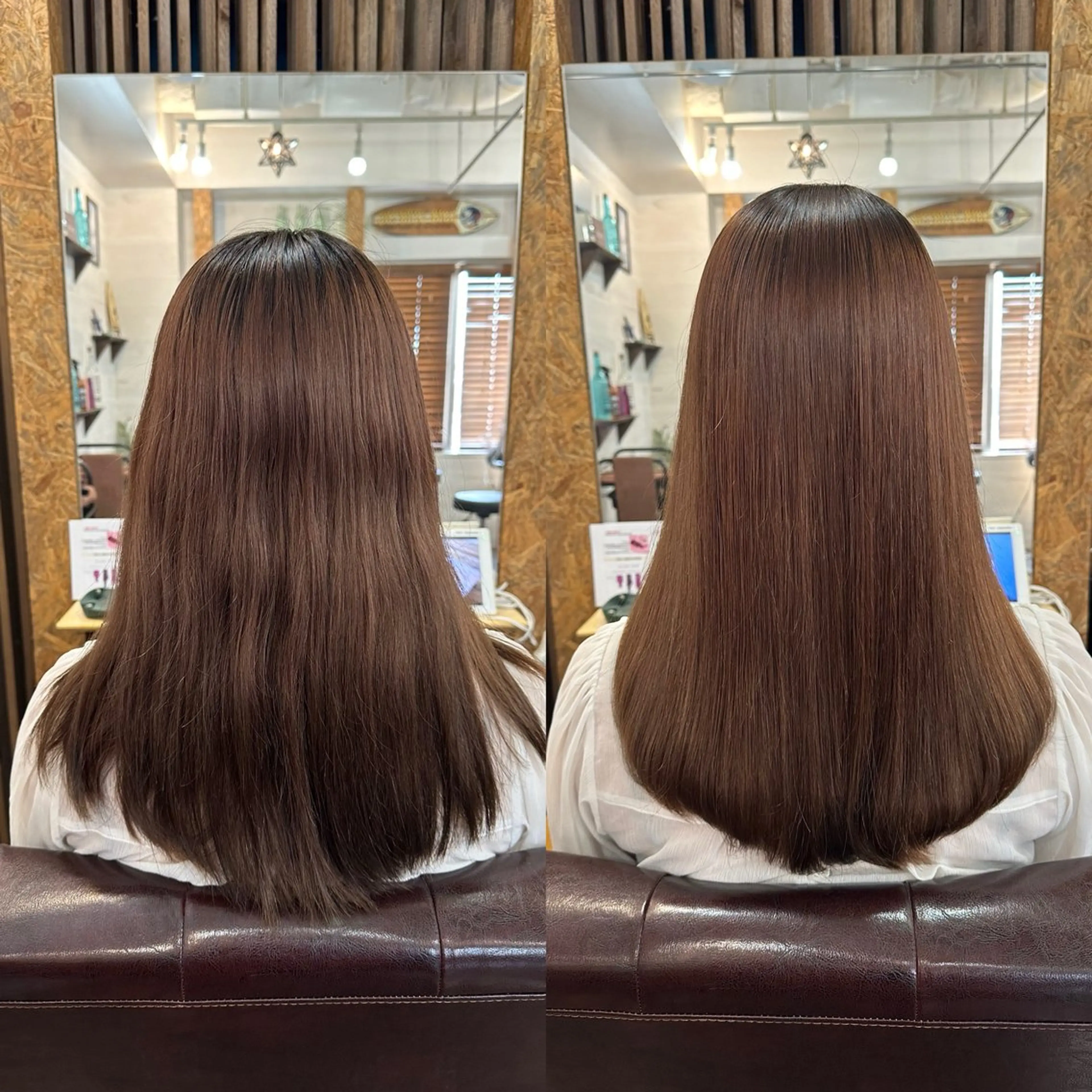 セミロング カラー 縮毛矯正 ブリーチ毛対応酸性 ストレート🌈サキのヘアスタイル