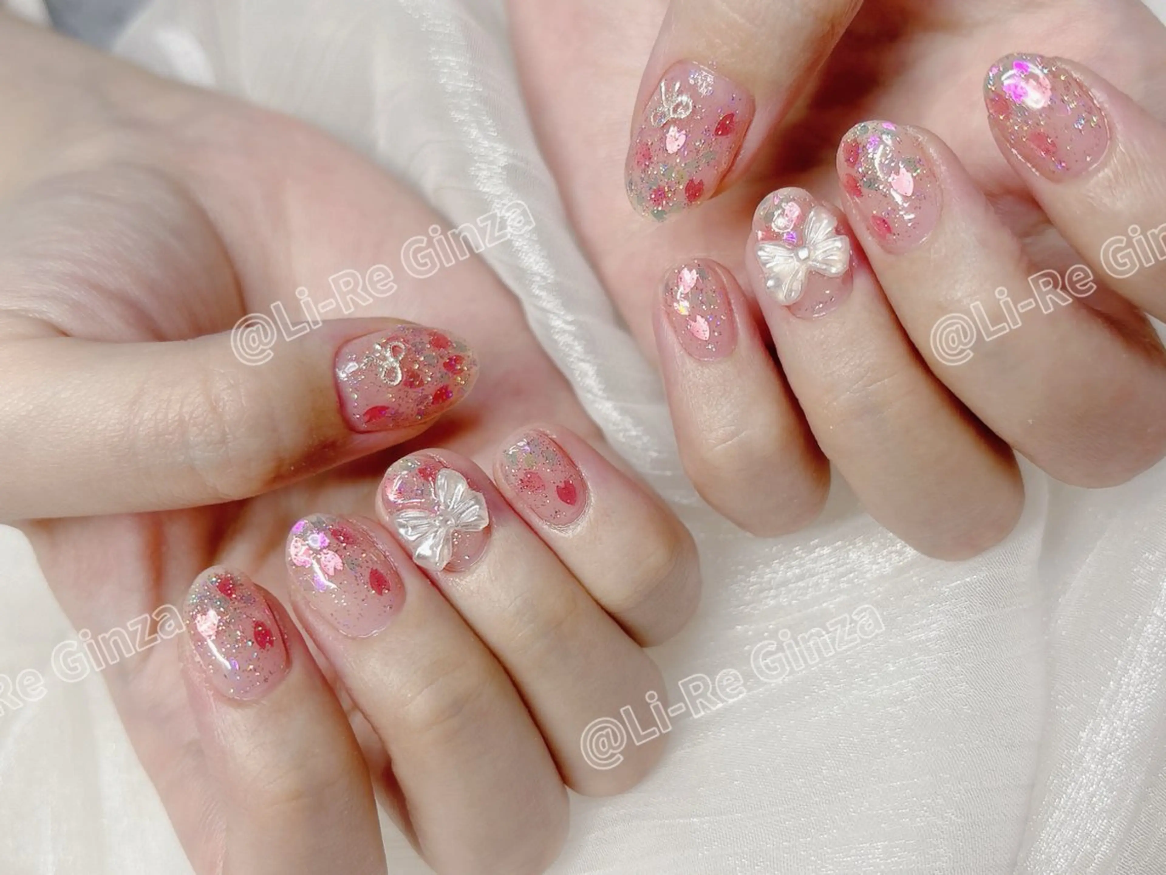 ネイル 桜ネイル 持ち込み ハンドネイル ハンドケア Nail •Head スパFortunaのネイルデザイン