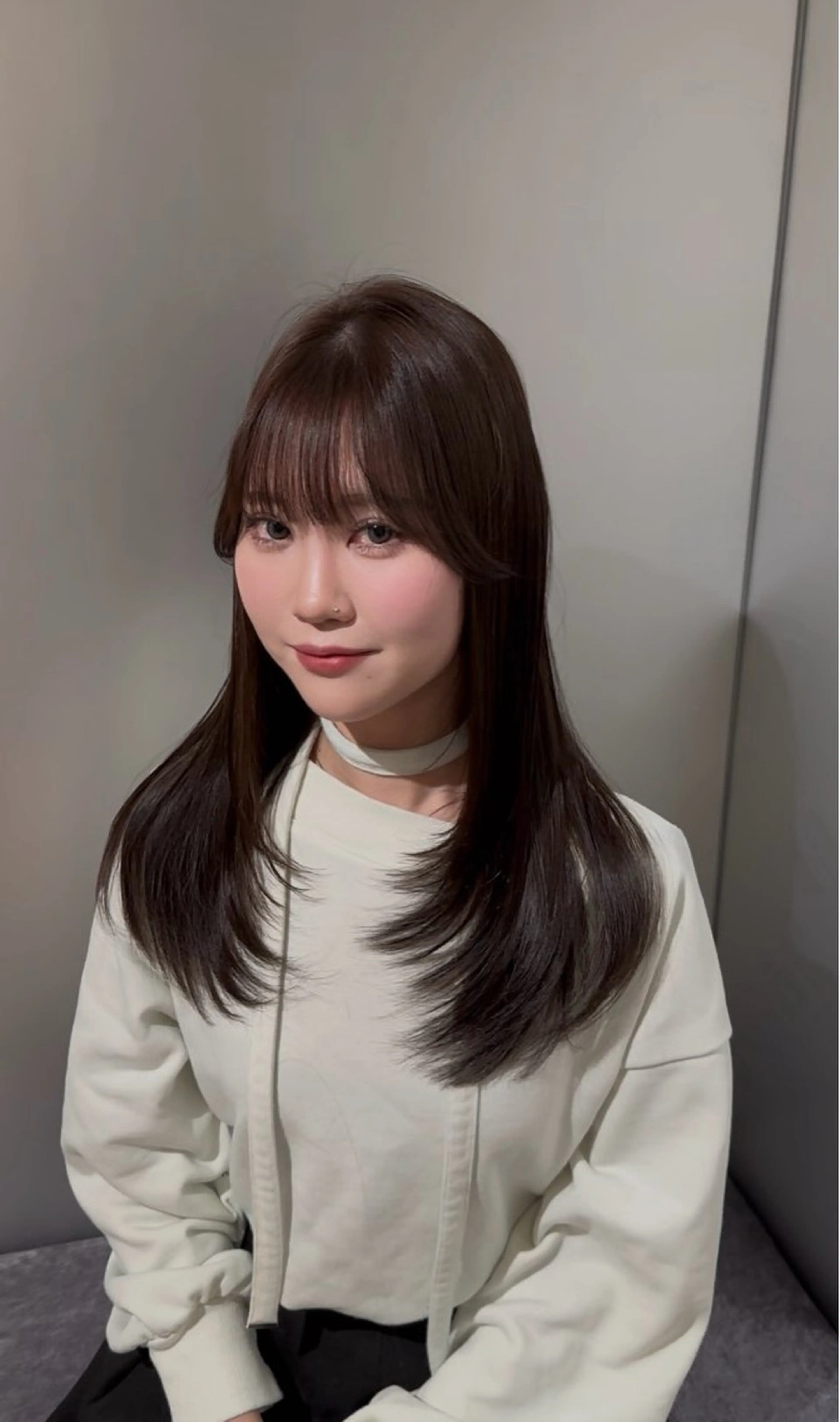 ミディアム レイヤーカット カット ヘアカラー トリートメント 💎韓国レイヤー ×エクステゆうま💎のヘアスタイル