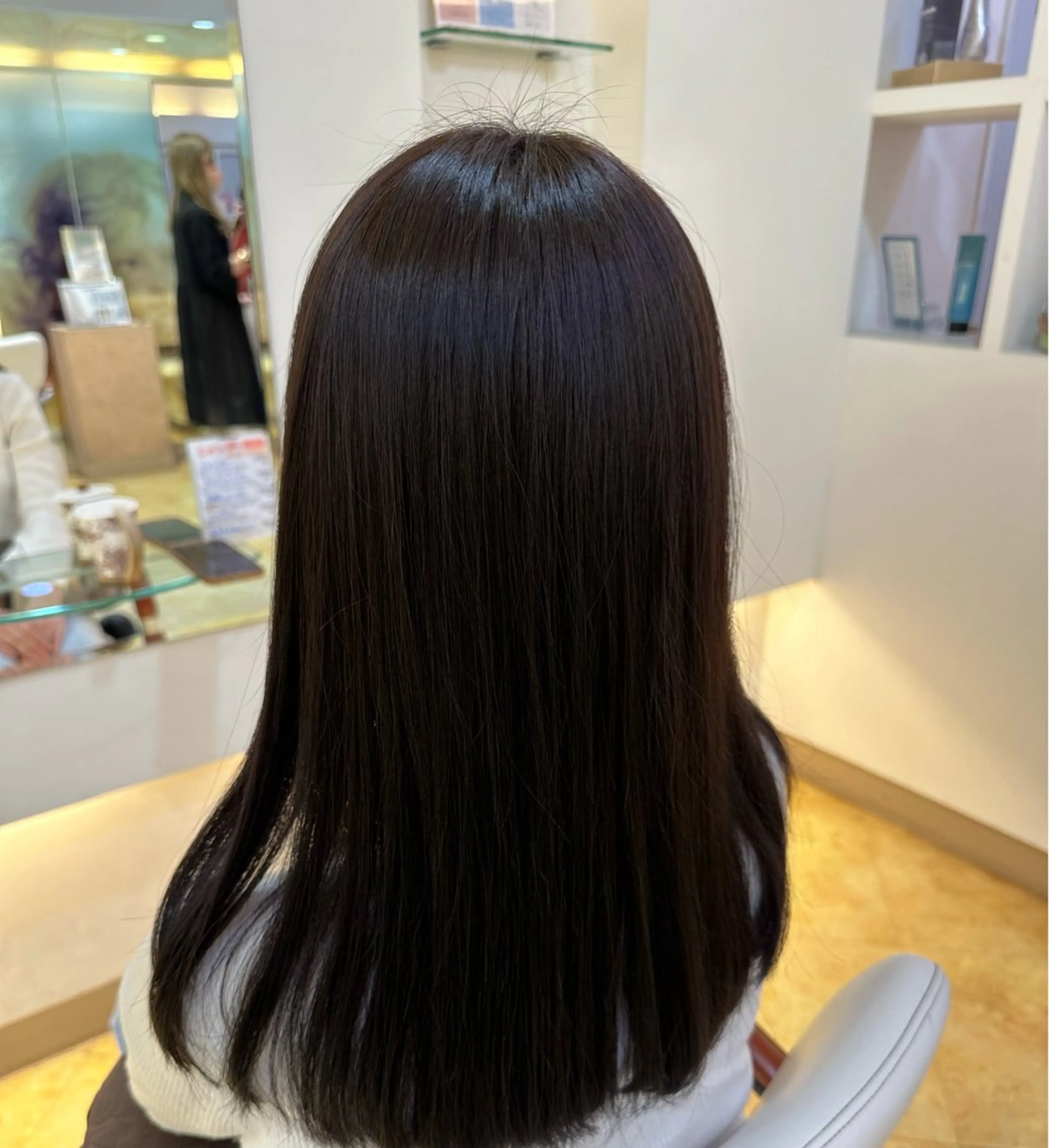 セミロング カラー 黒髪 シュヴー門前仲町 マサゴのヘアスタイル