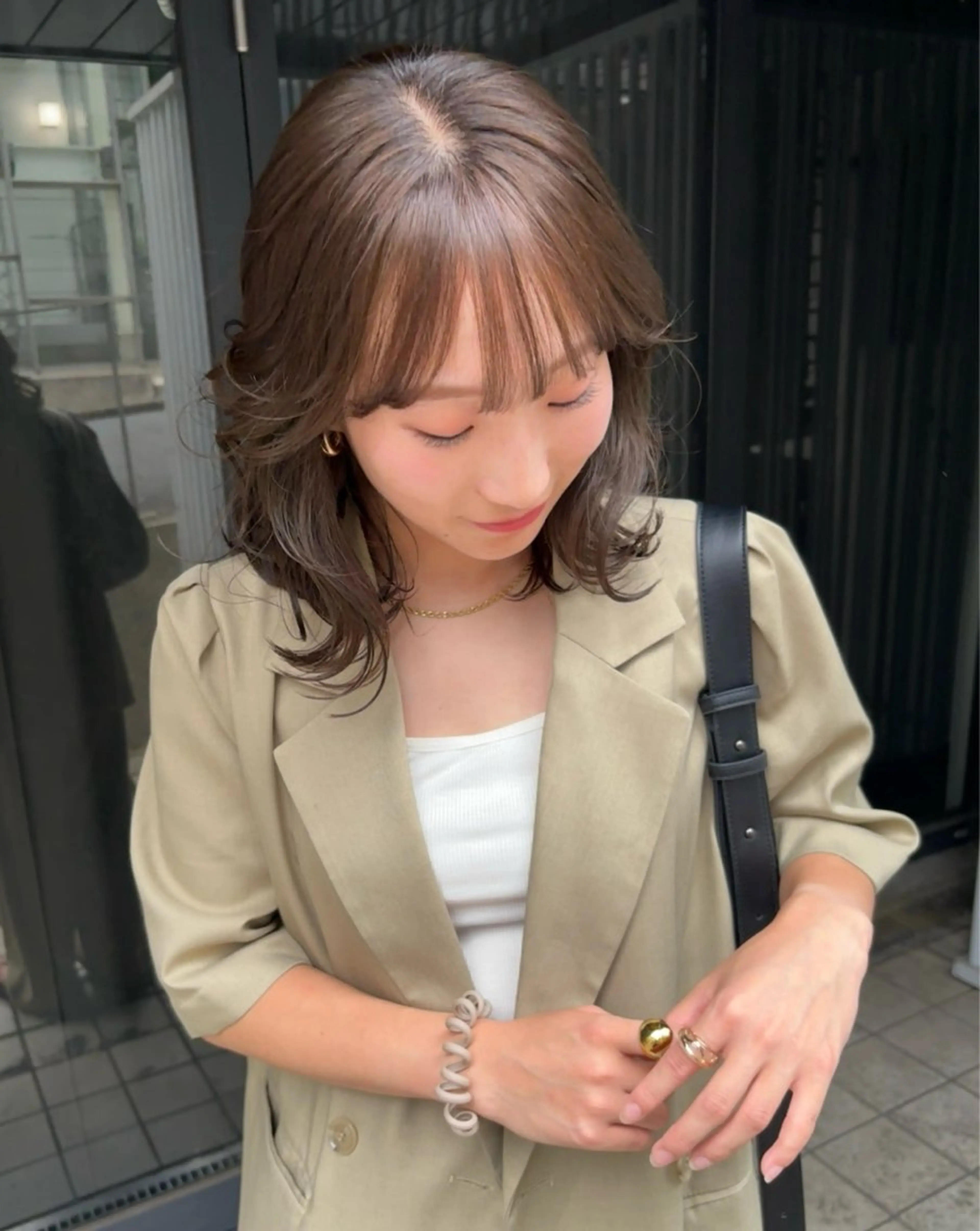 ミディアム カラー 透明感カラー/パーマ オレンジmiyo⭐️のヘアスタイル