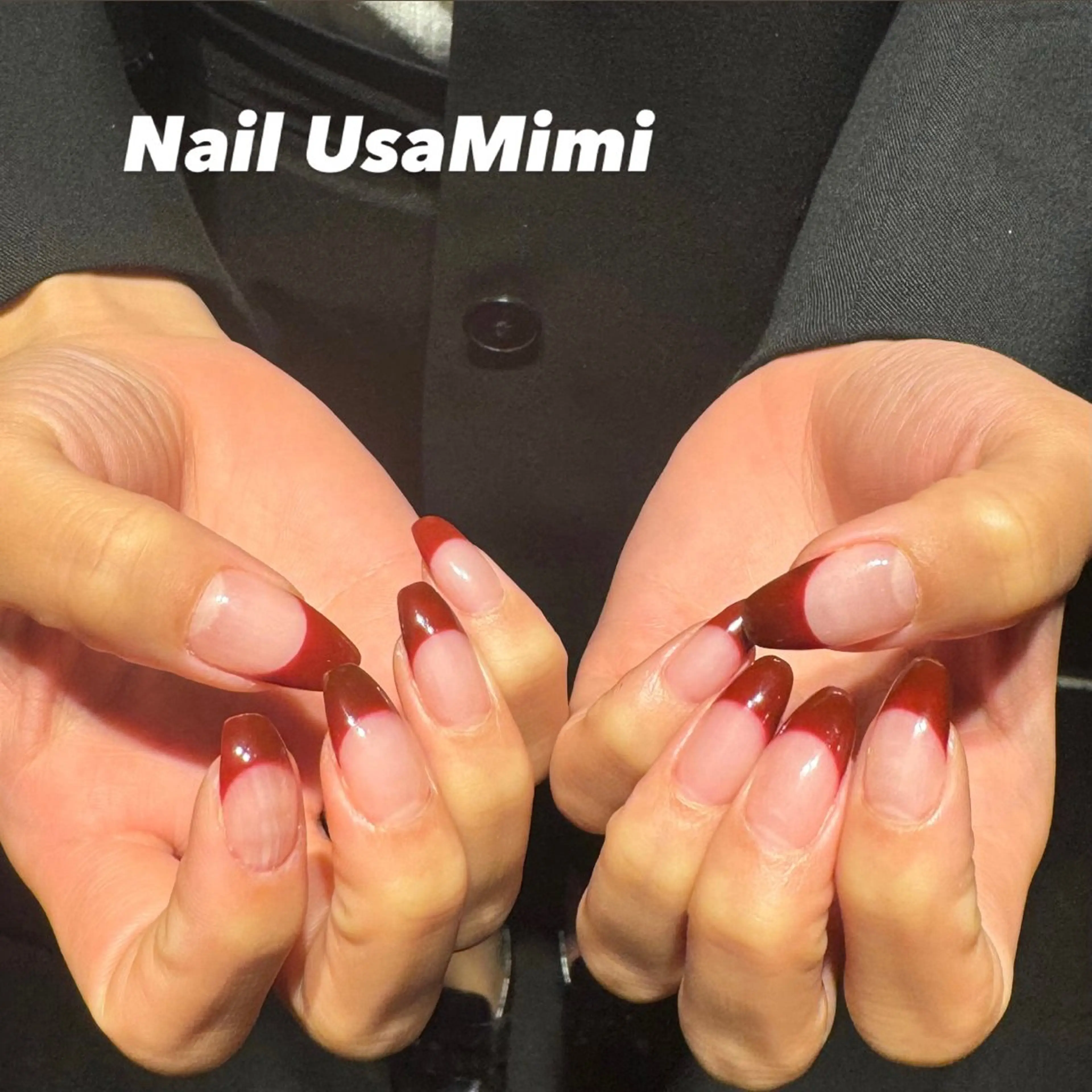 ネイル ボルドー フレンチネイル 本町ネイルNail UsaMimiのネイルデザイン