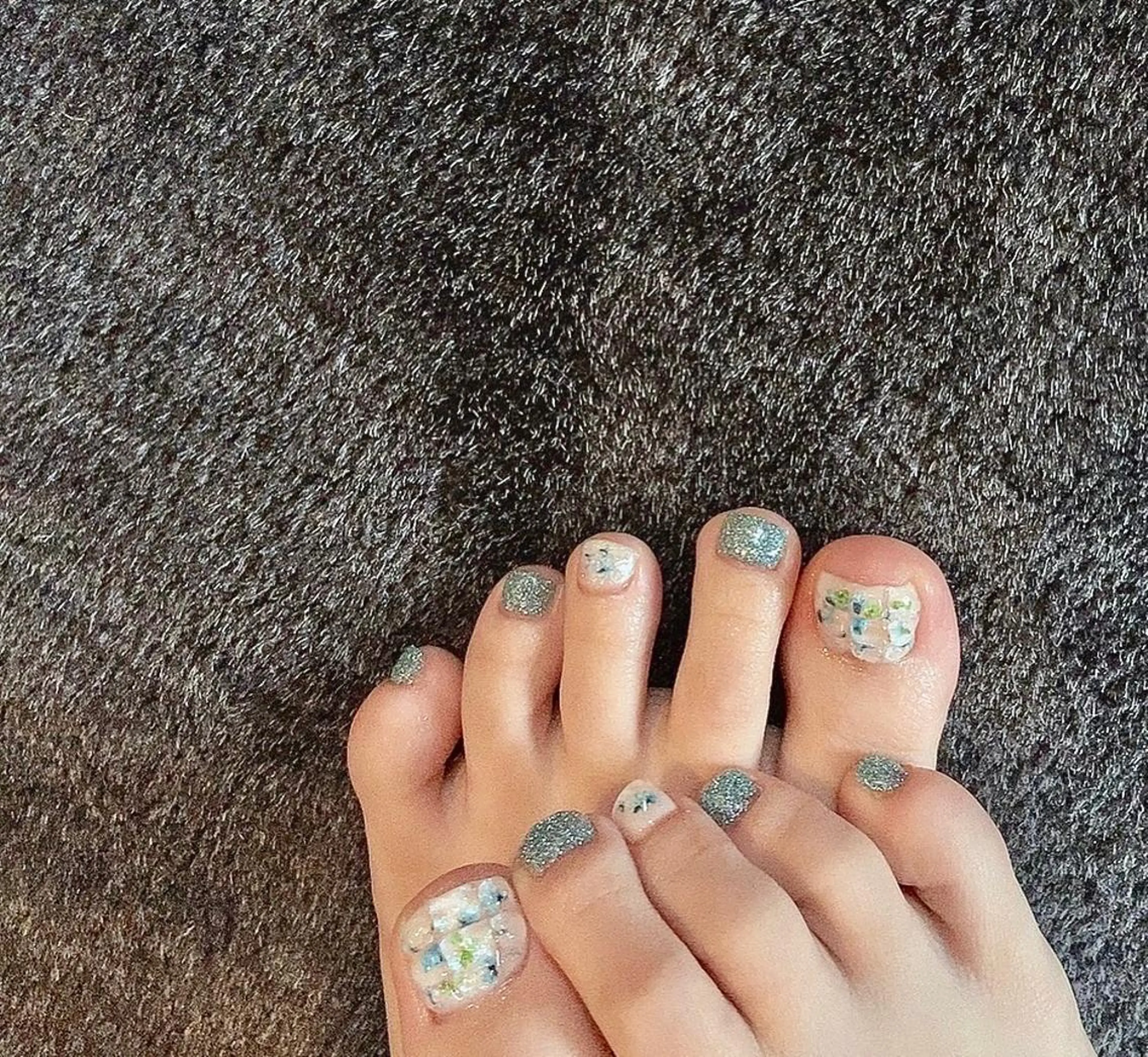 ネイル アートネイル ブルー フラッシュネイル フラワーネイル Cleo クレオのネイルデザイン