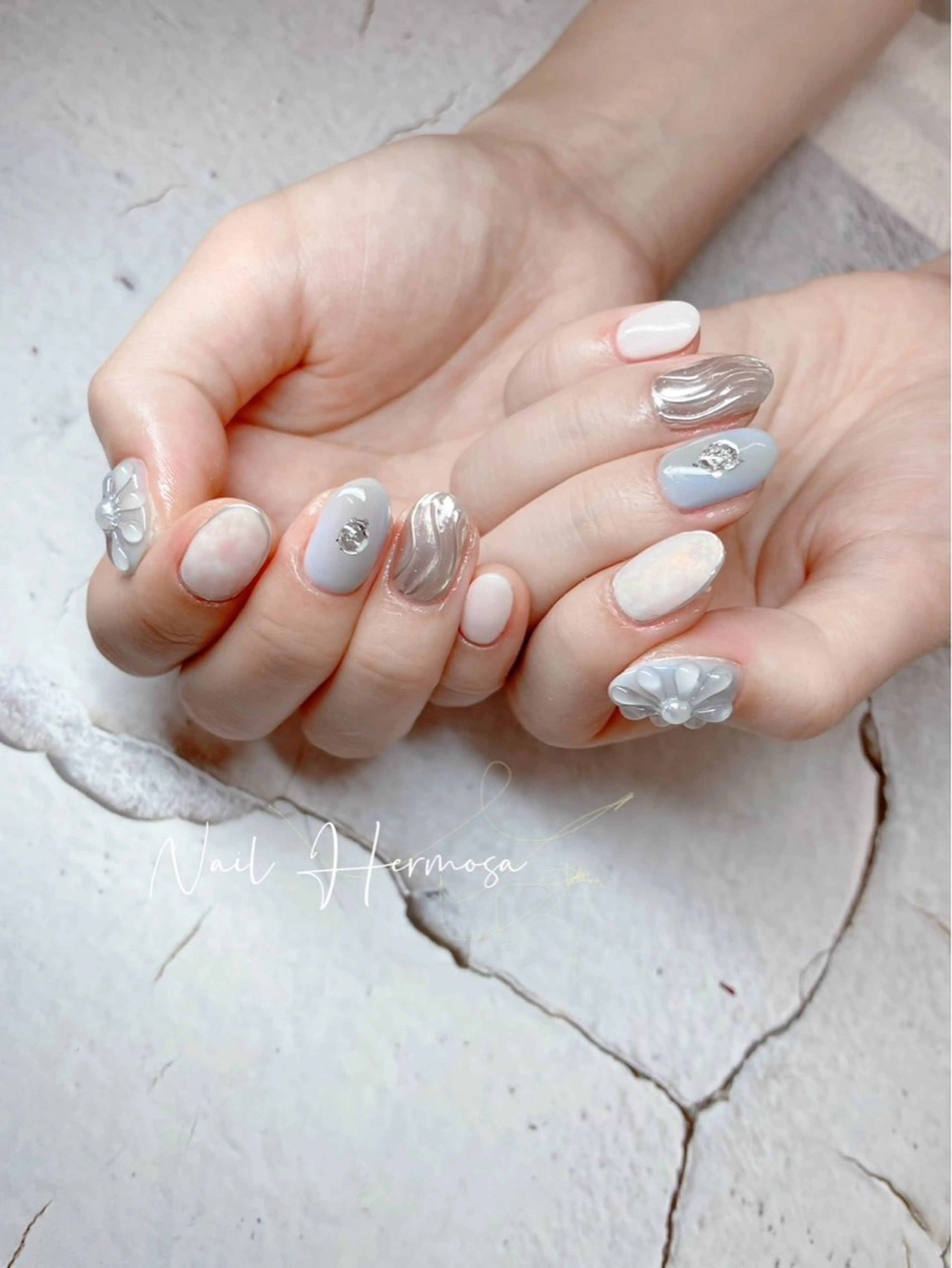 ネイル 長さ出し フラッシュネイル フットネイル ジェルネイル マグネットネイル ハンドネイル エルモサ YURIKAのネイルデザイン