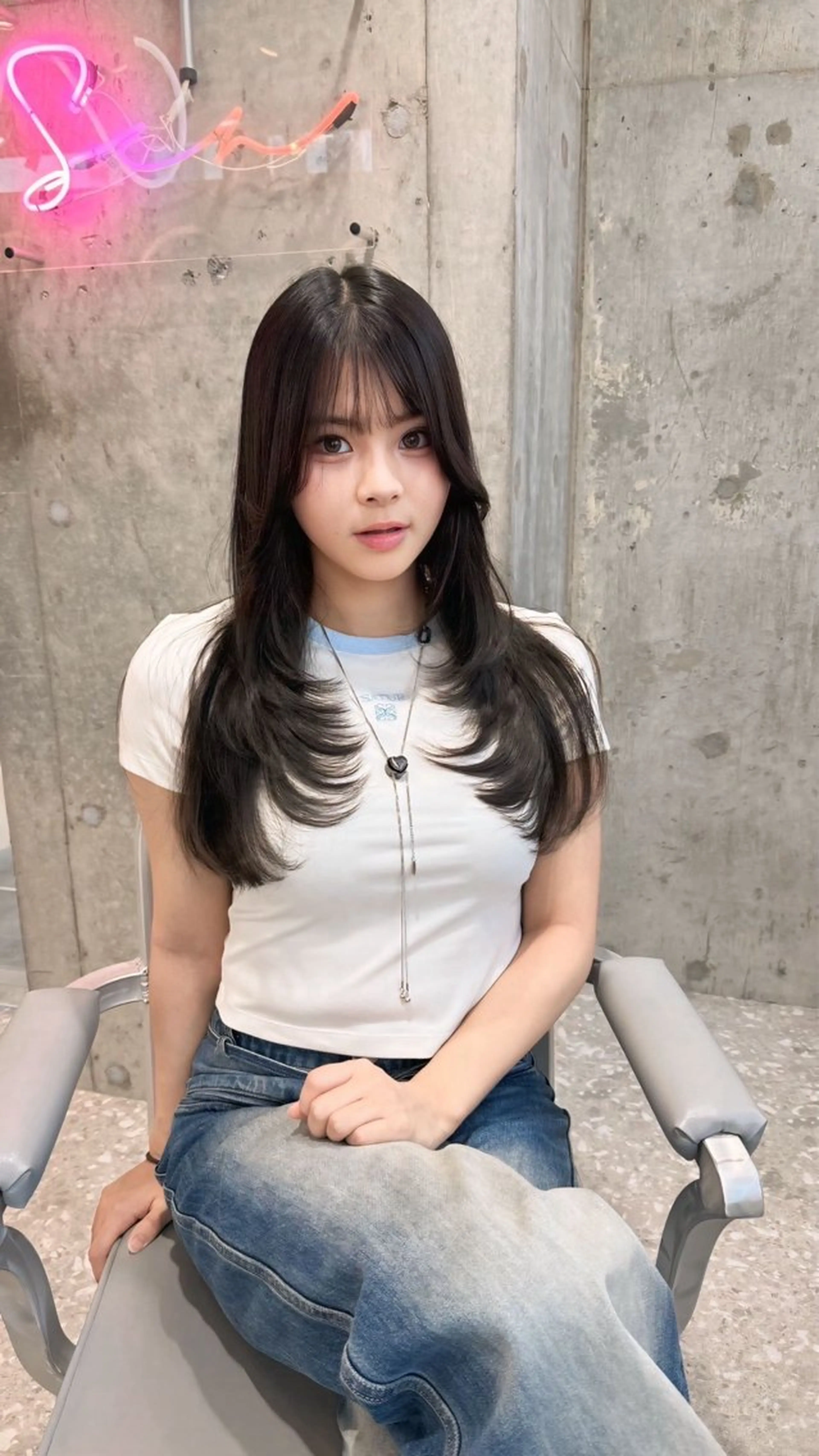 ロング カラー グレージュ レイヤーカット 韓国アイドルヘア/ 大人ショートリョウヤのヘアスタイル