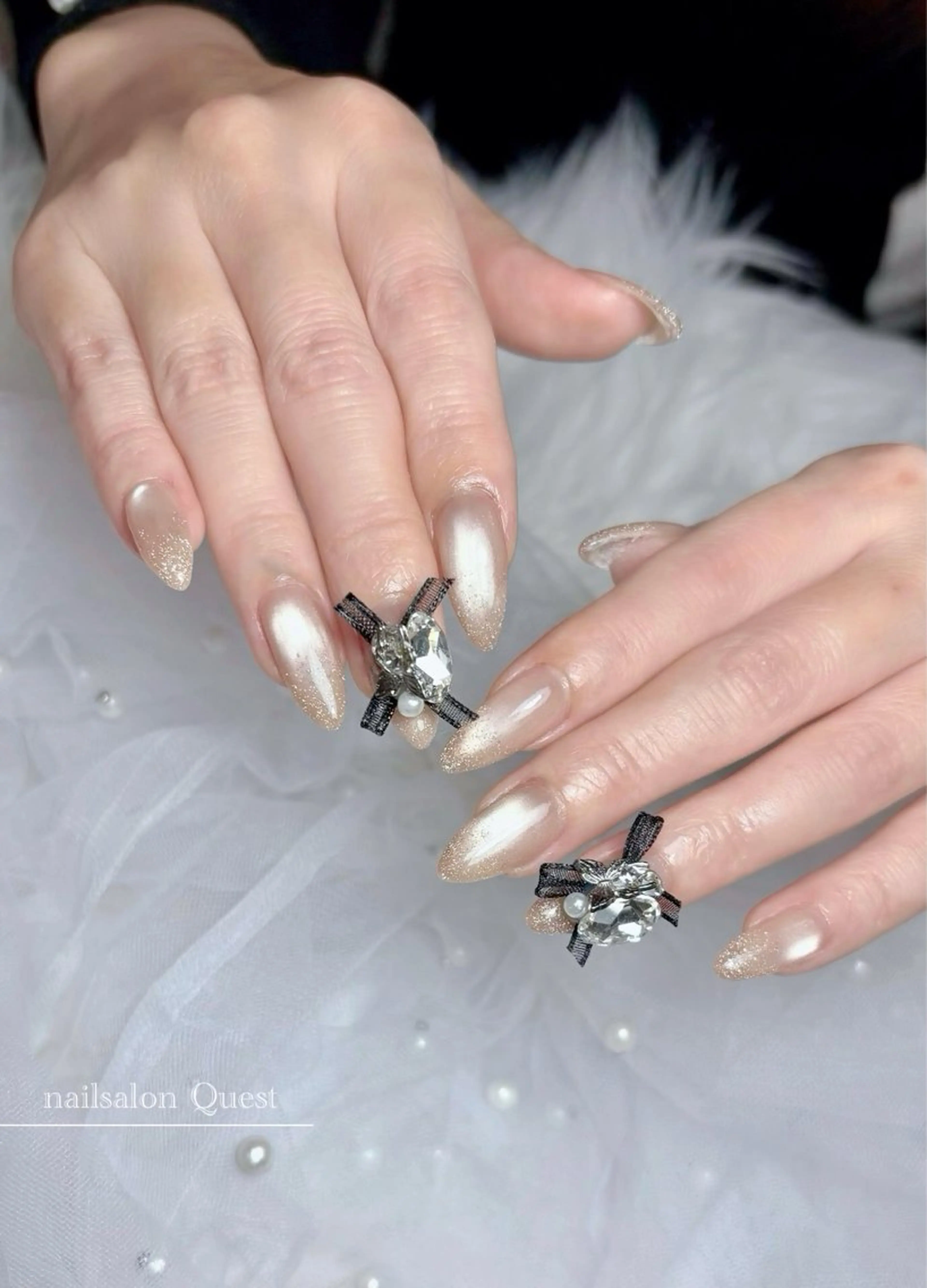 ネイル マグネットネイル リボン nailsalon Questのネイルデザイン