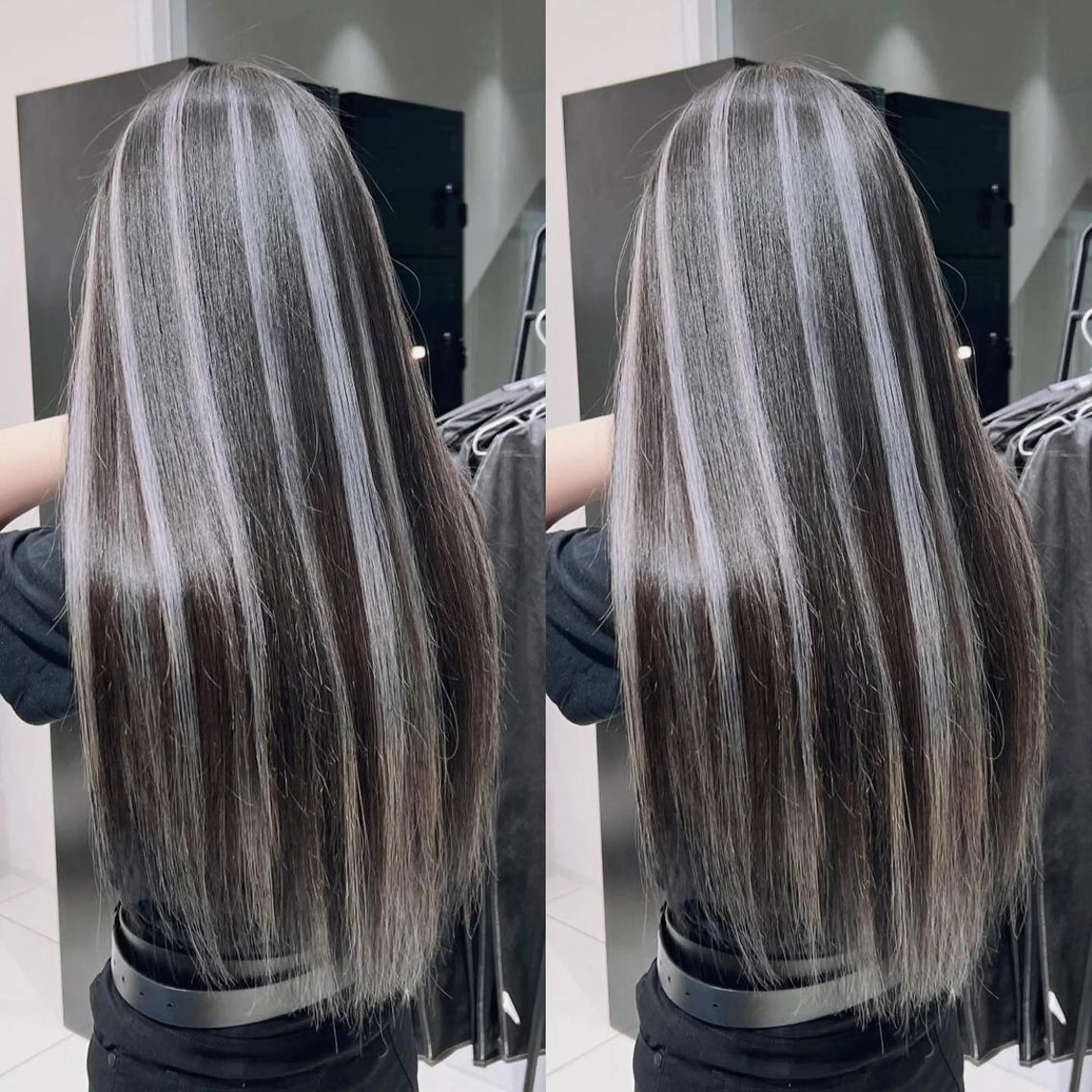 ロング カラー ブリーチ ケアブリーチ ハイライトカラー インナーカラー ハイライト ヘアカラー オフホワイトアンドなんば所属・福西 洋斗のヘアスタイル