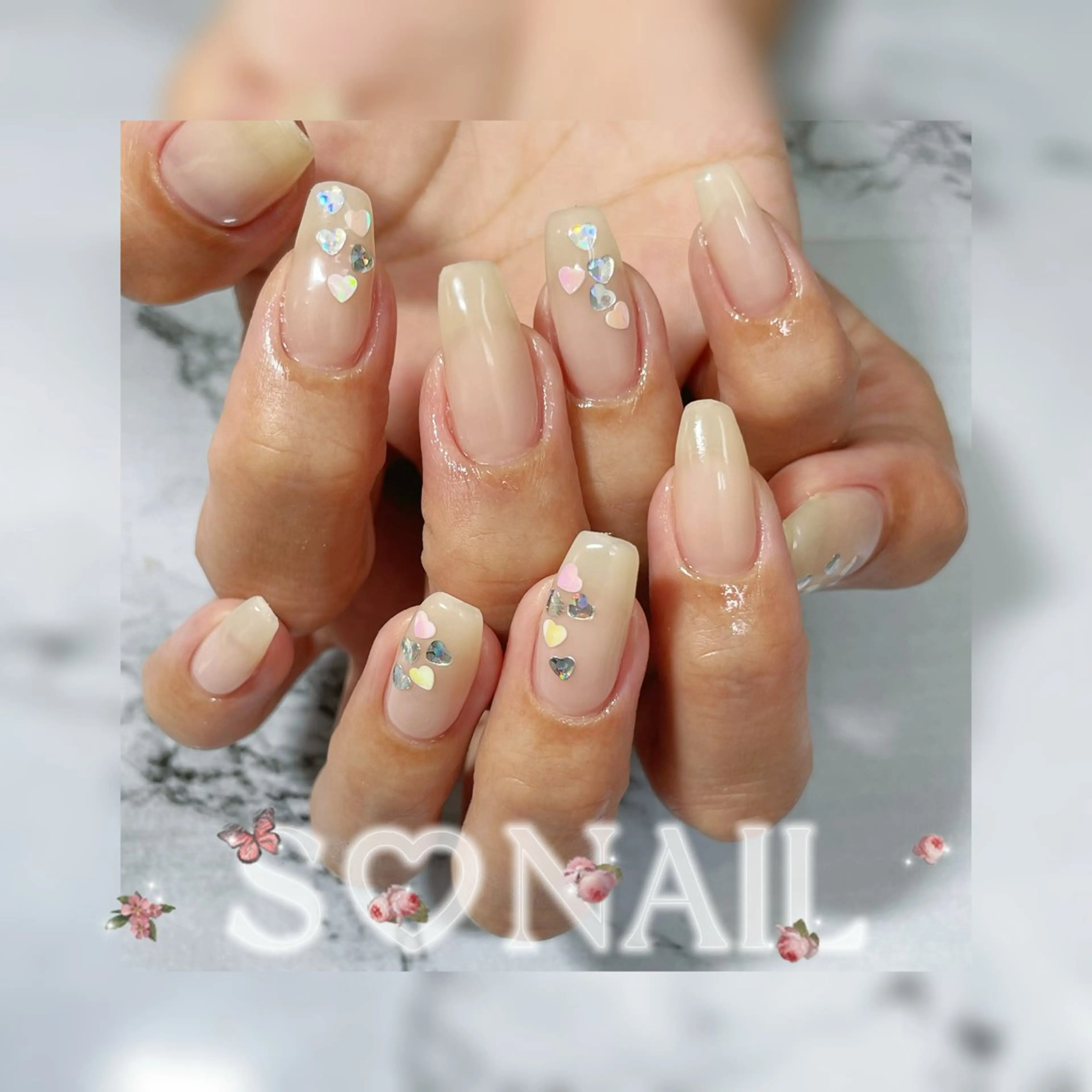 ネイル ハート ハンドネイル S♡NAIL所属・S.NAIL Suuのネイルデザイン
