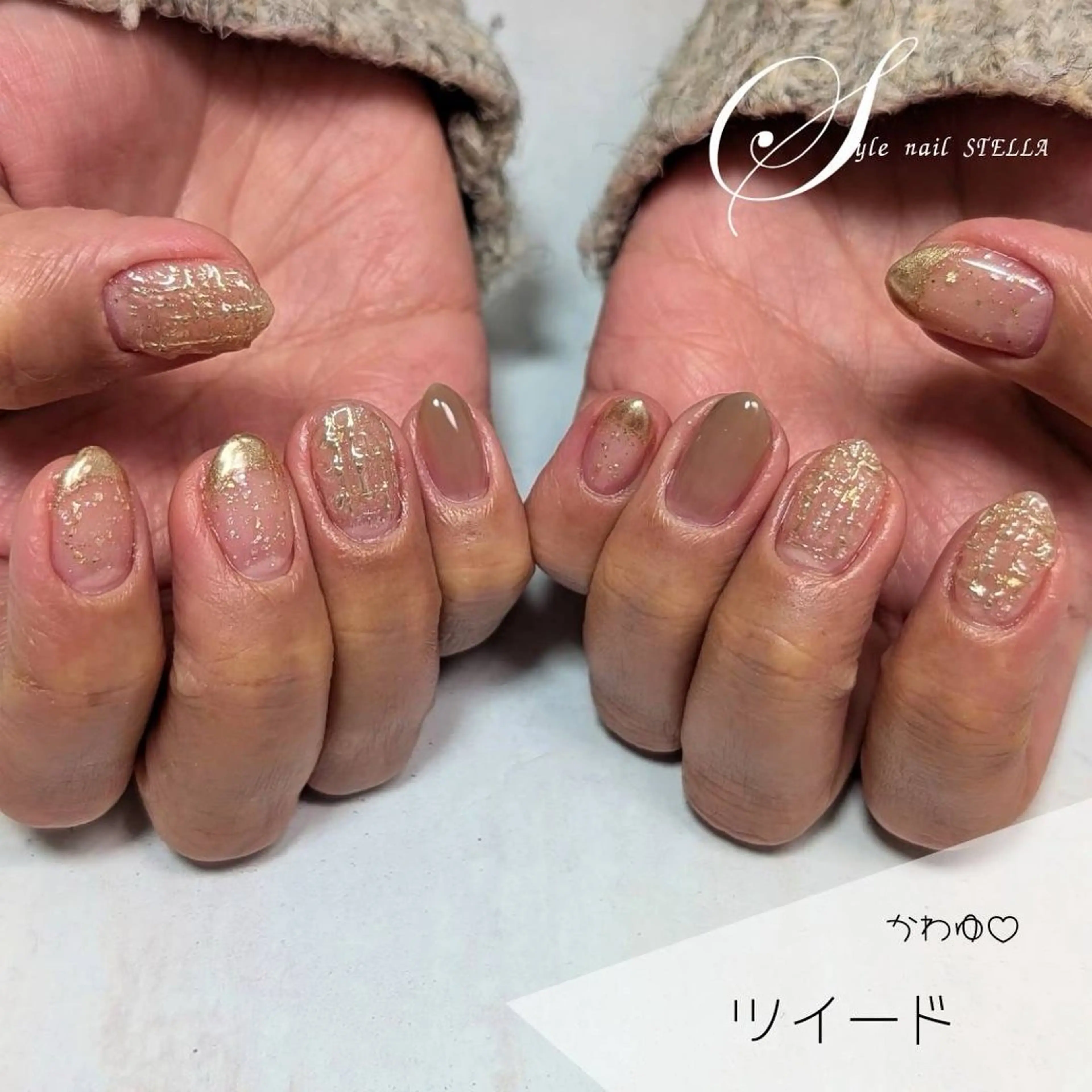 ネイル クリアネイル ミラーネイル ツイードネイル ハンドネイル ステラ marikominoのネイルデザイン