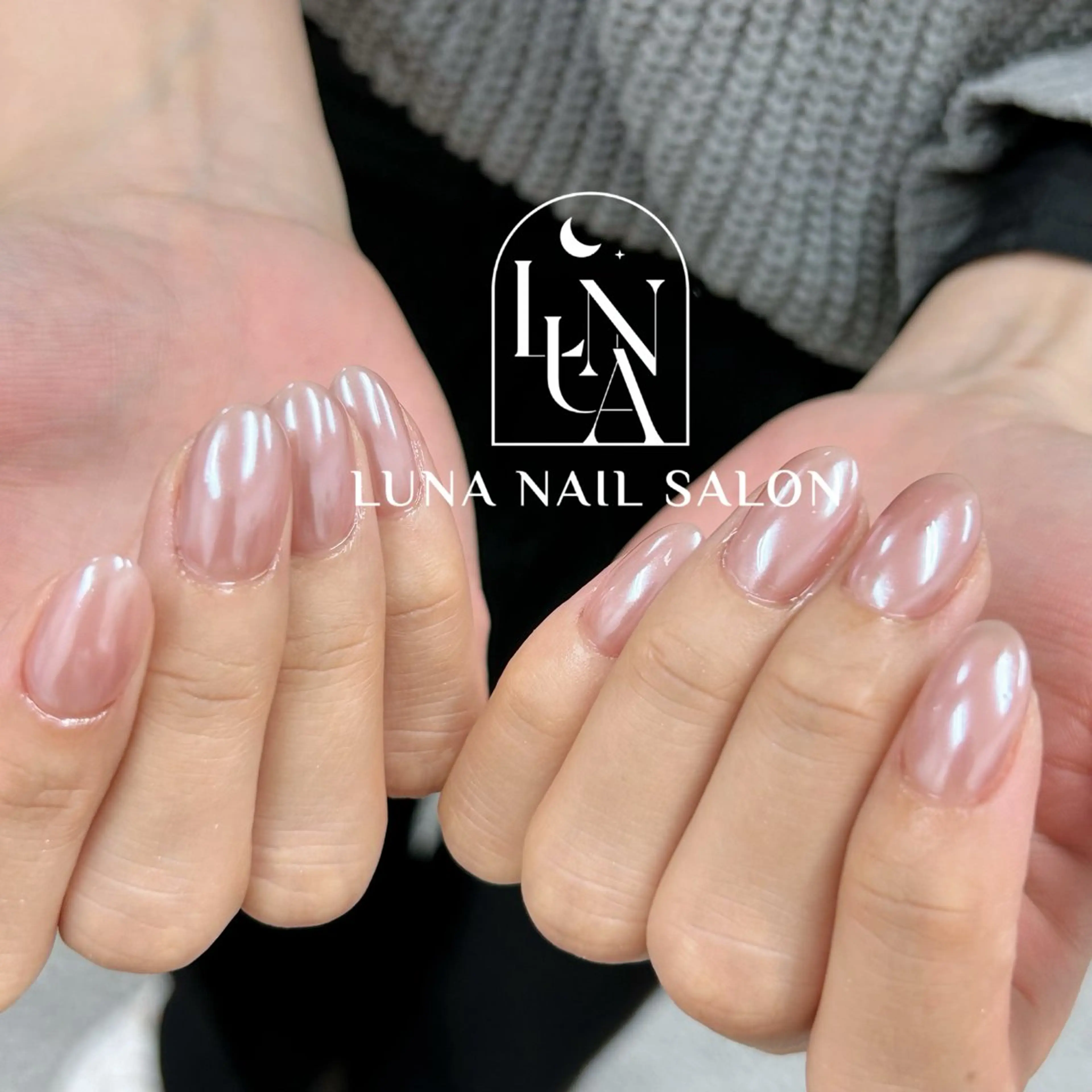 ネイル アートネイル フレンチネイル ジェルネイル ガラスフレンチ 韓国ネイル ハンドネイル ハンドケア LUNA Nail salon💕のネイルデザイン