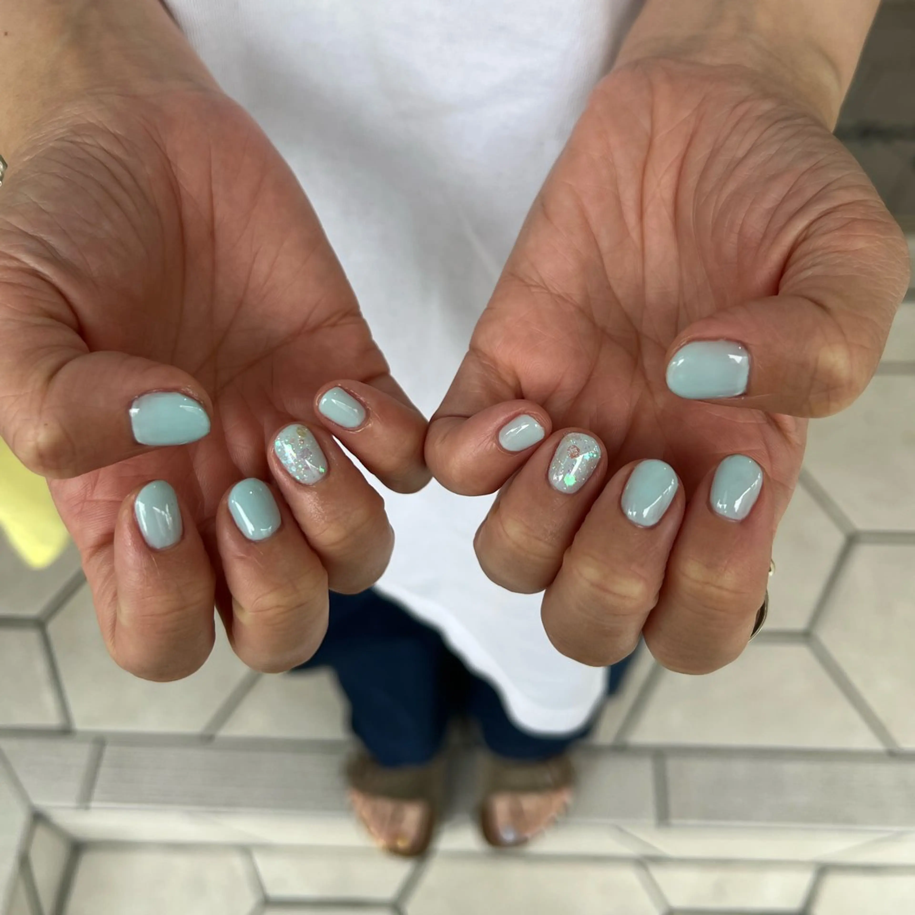 ネイル ブルー シンプルネイル Rommy Arisaのネイルデザイン