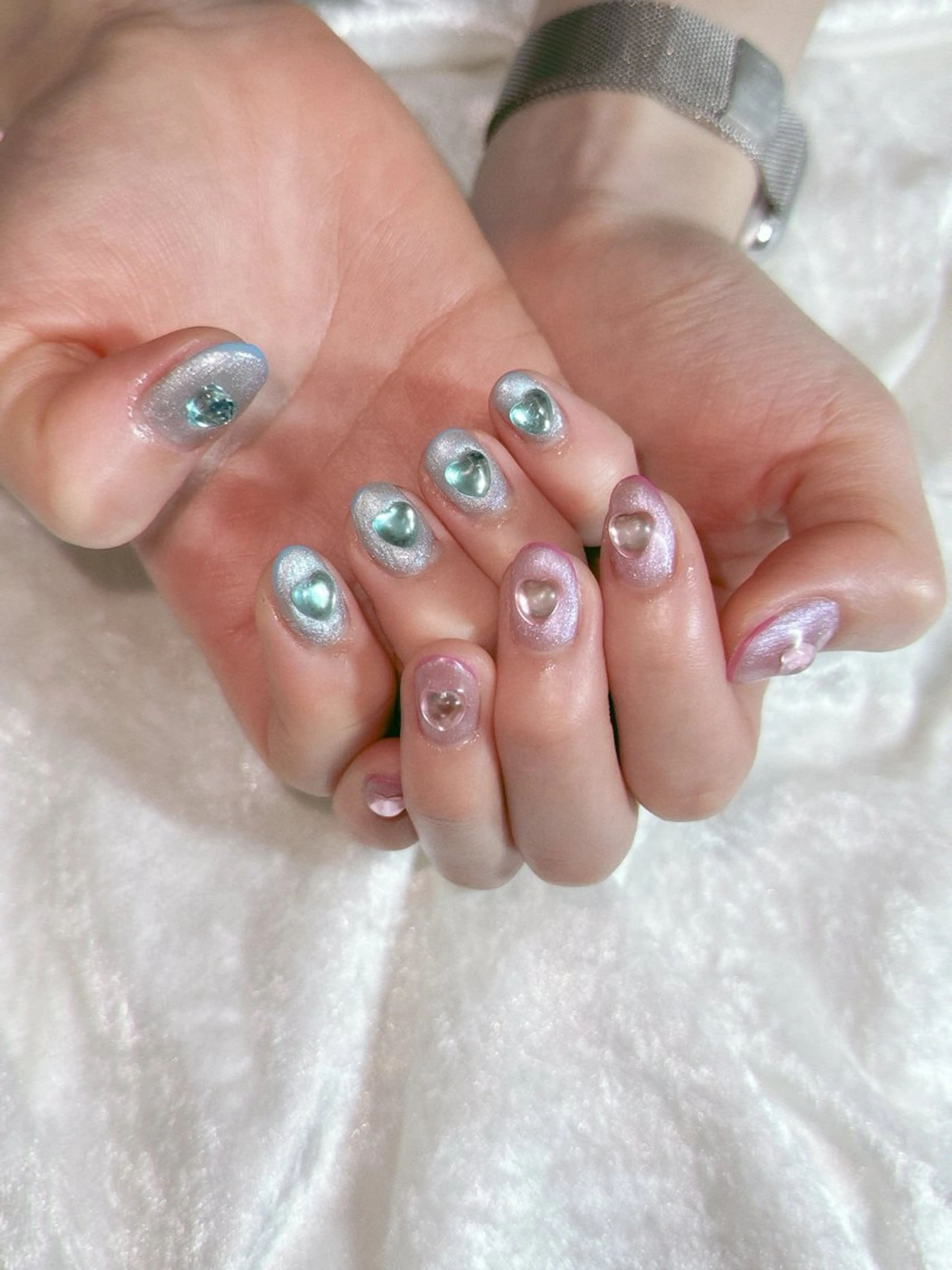 ネイル フレンチネイル ハート ハンドネイル うにゃねいる🌷 Mayaのネイルデザイン