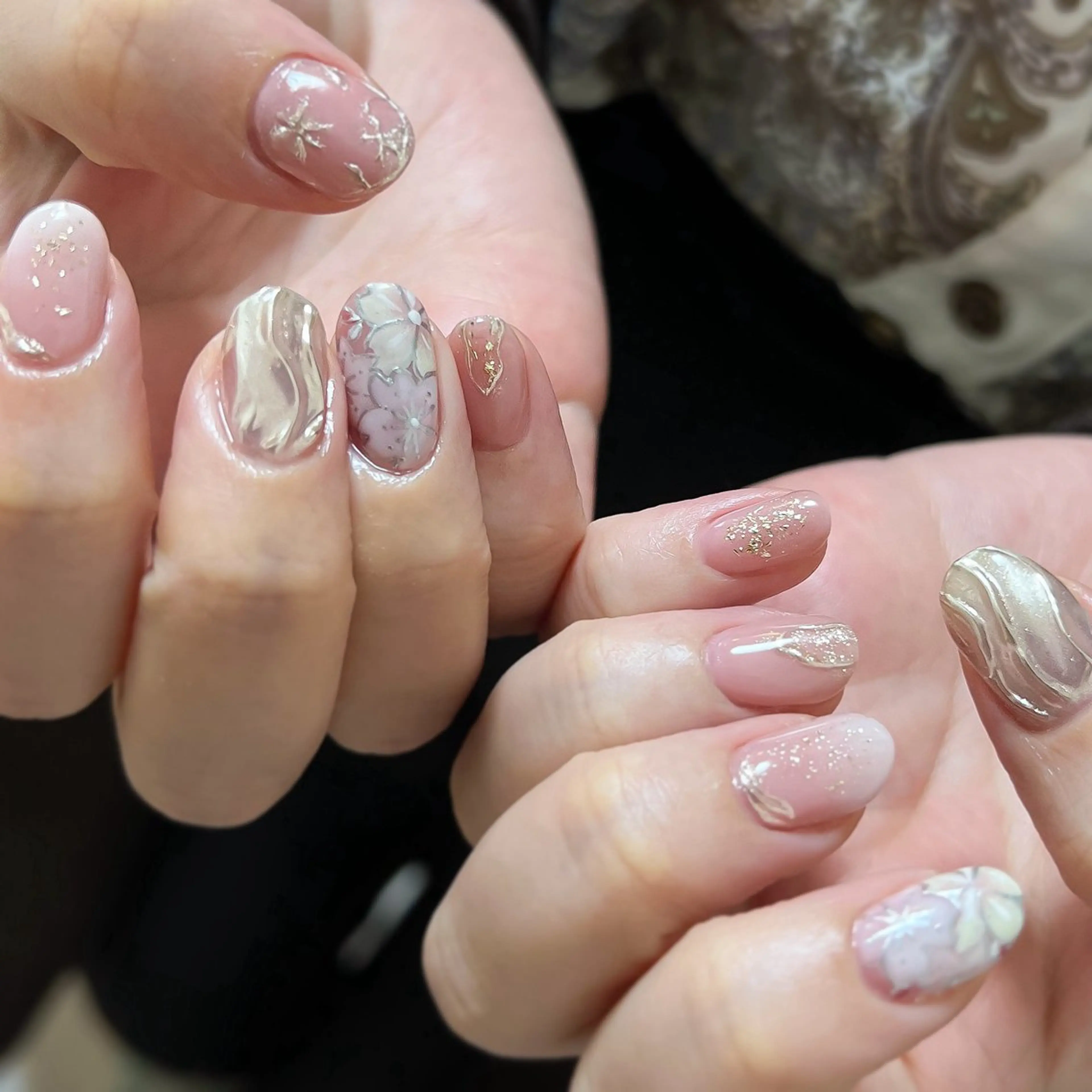 ネイル 桜ネイル 持ち込み ニュアンスネイル ピンク 春ネイル ハンドネイル pointillé .ayaのネイルデザイン