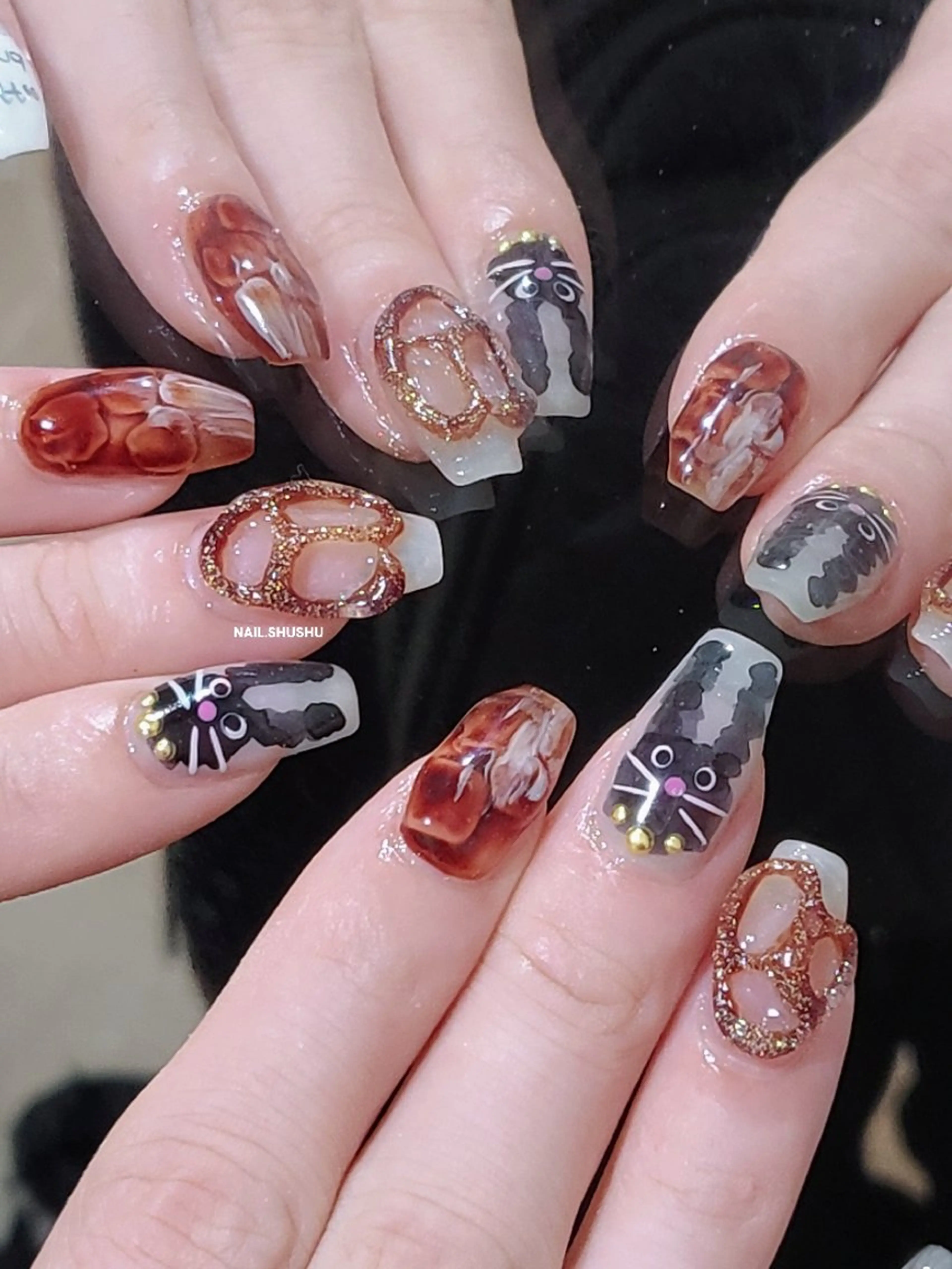 ネイル ハンドネイル 3dパーツ/流行り 👧shushu❤️のネイルデザイン