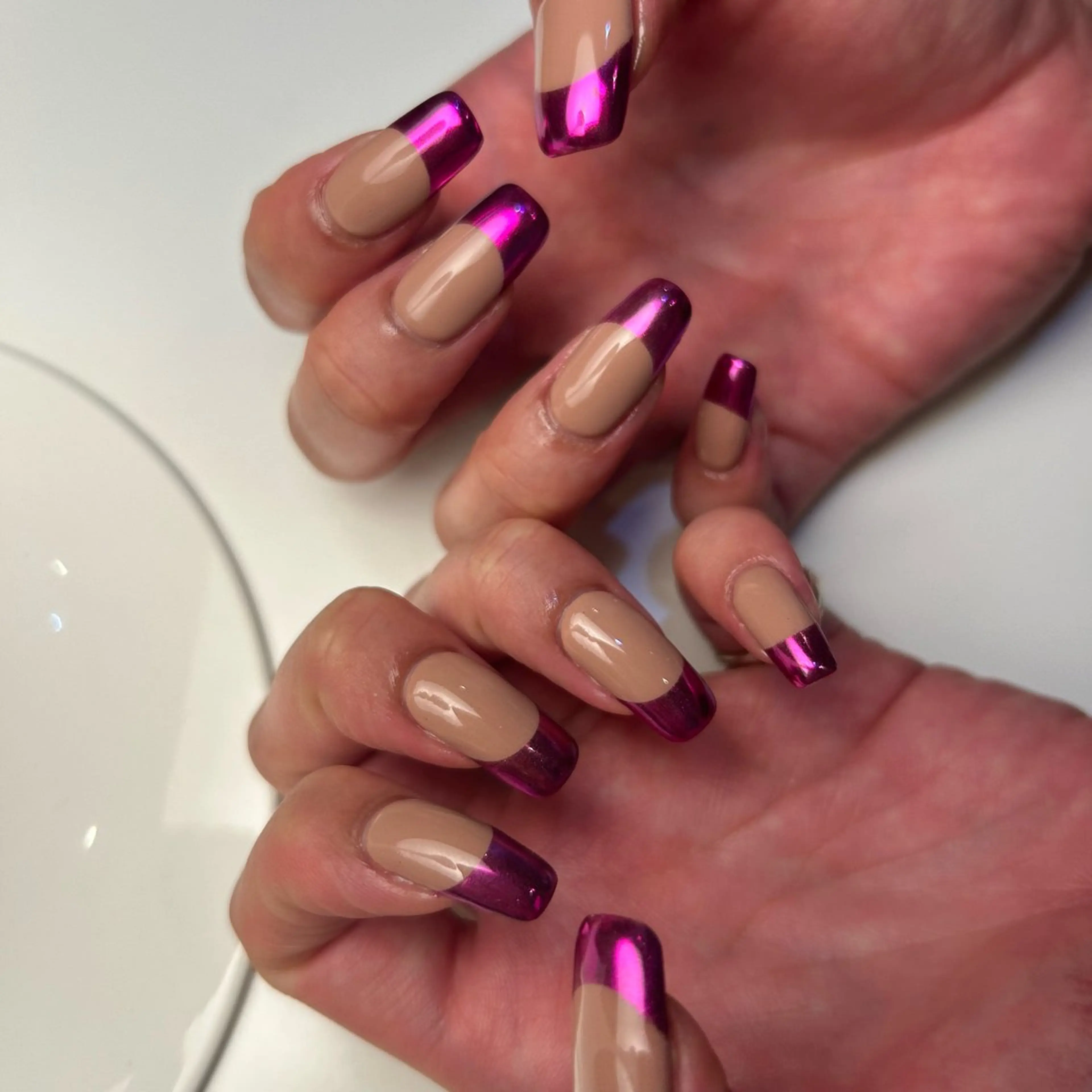 ネイル フレンチネイル ミラーネイル Yumi 広尾|恵比寿ネイルのネイルデザイン