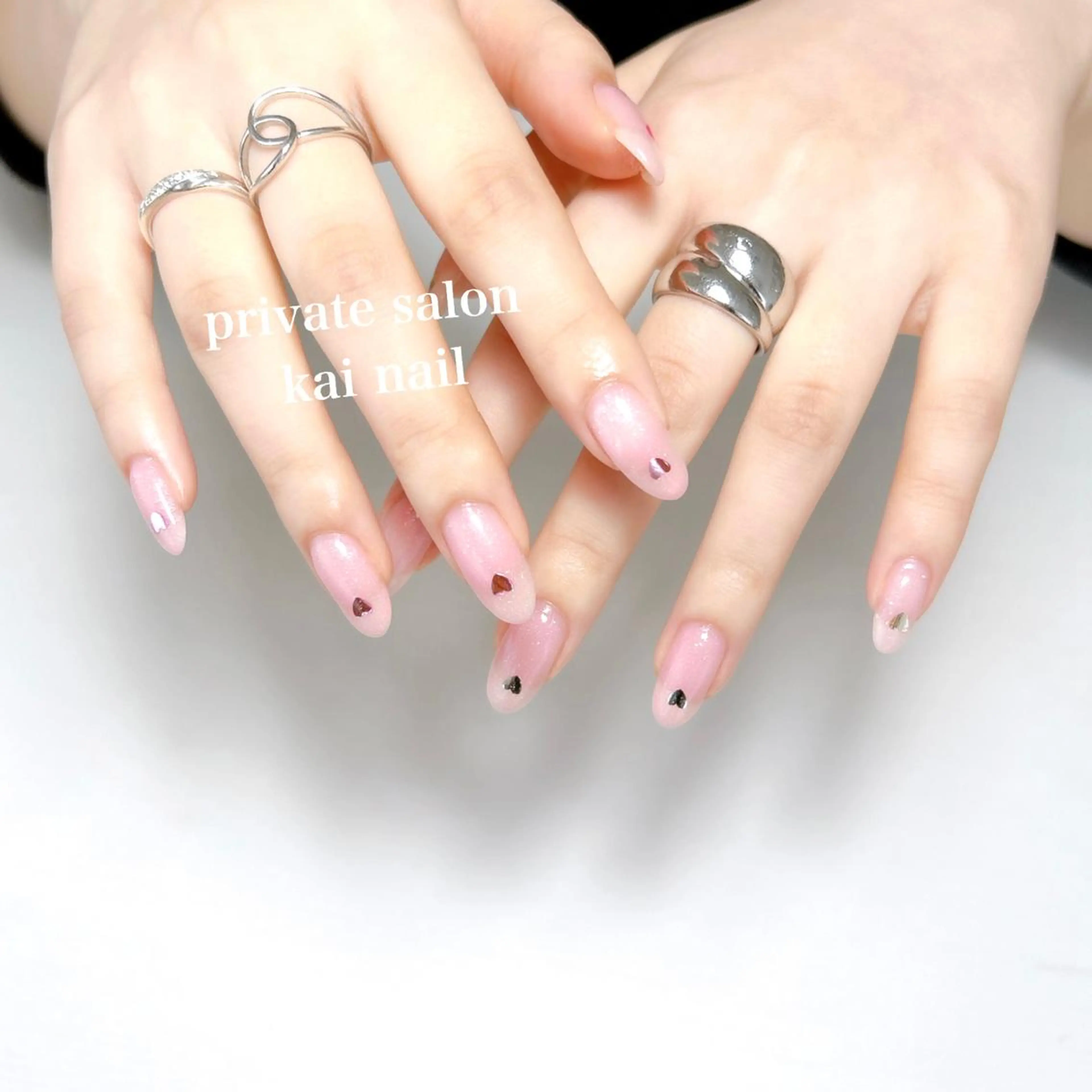 ネイル ジェルネイル ハート 韓国ネイル ラメ(グリッター) ニュアンスネイル Kai  nail Mayukoのネイルデザイン