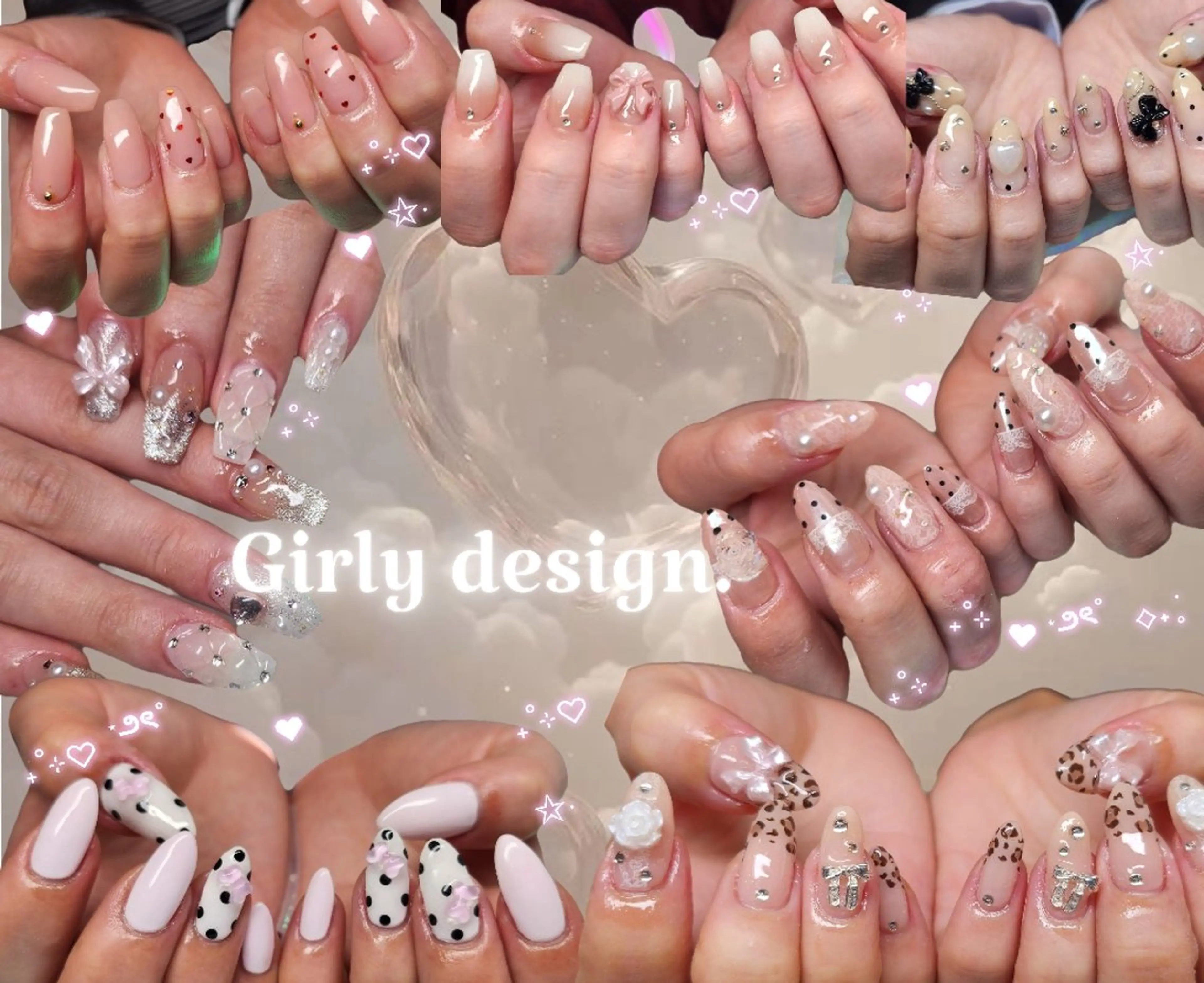 🧸🌸🎀ガーリーネイル⋆.ೃ࿔*:･╱U24<3【オフ込】の写真