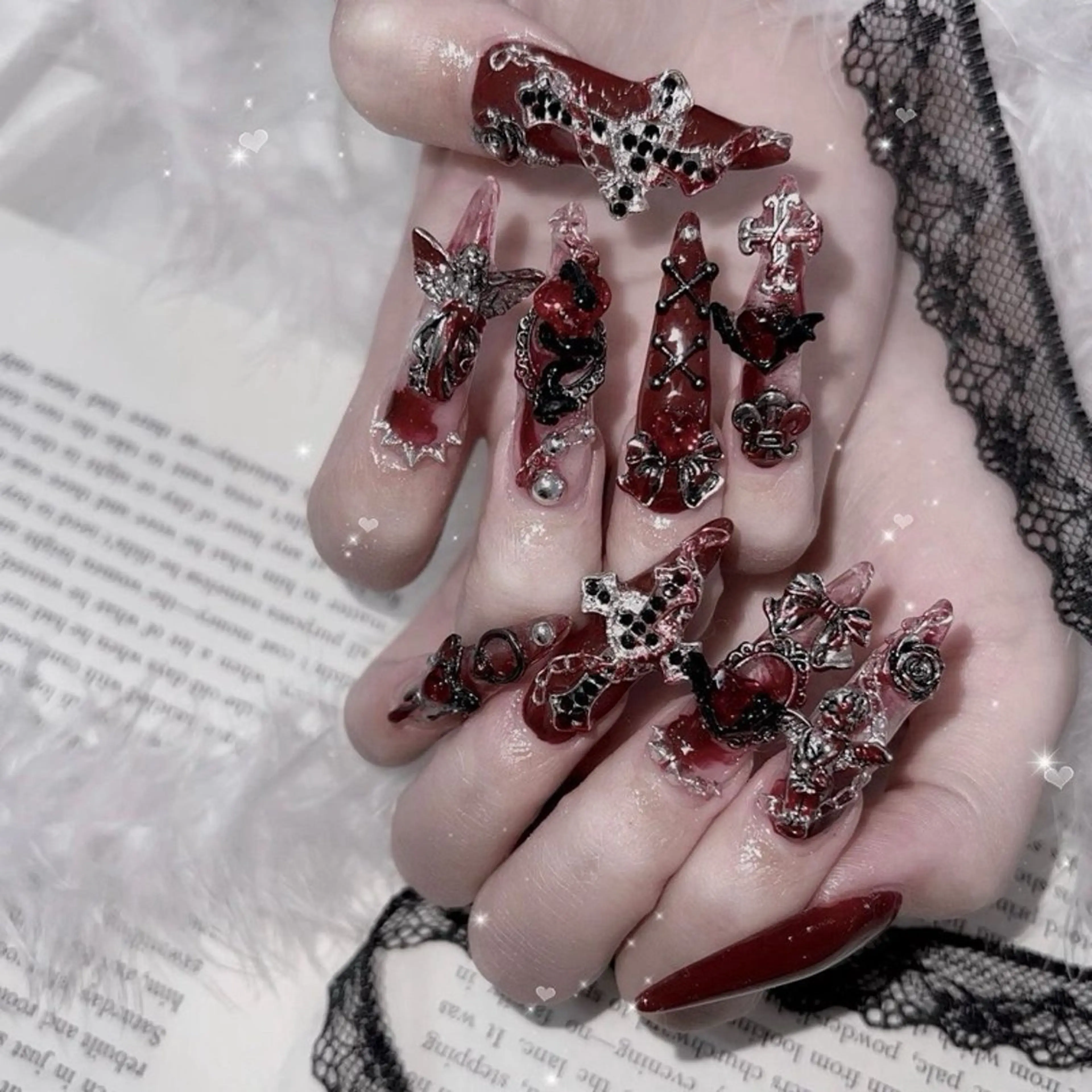 ネイル 長さ出し グラデーション キラキラネイル マグネットネイル ミラーネイル Lee Nails チップ長さだし専門店のネイルデザイン