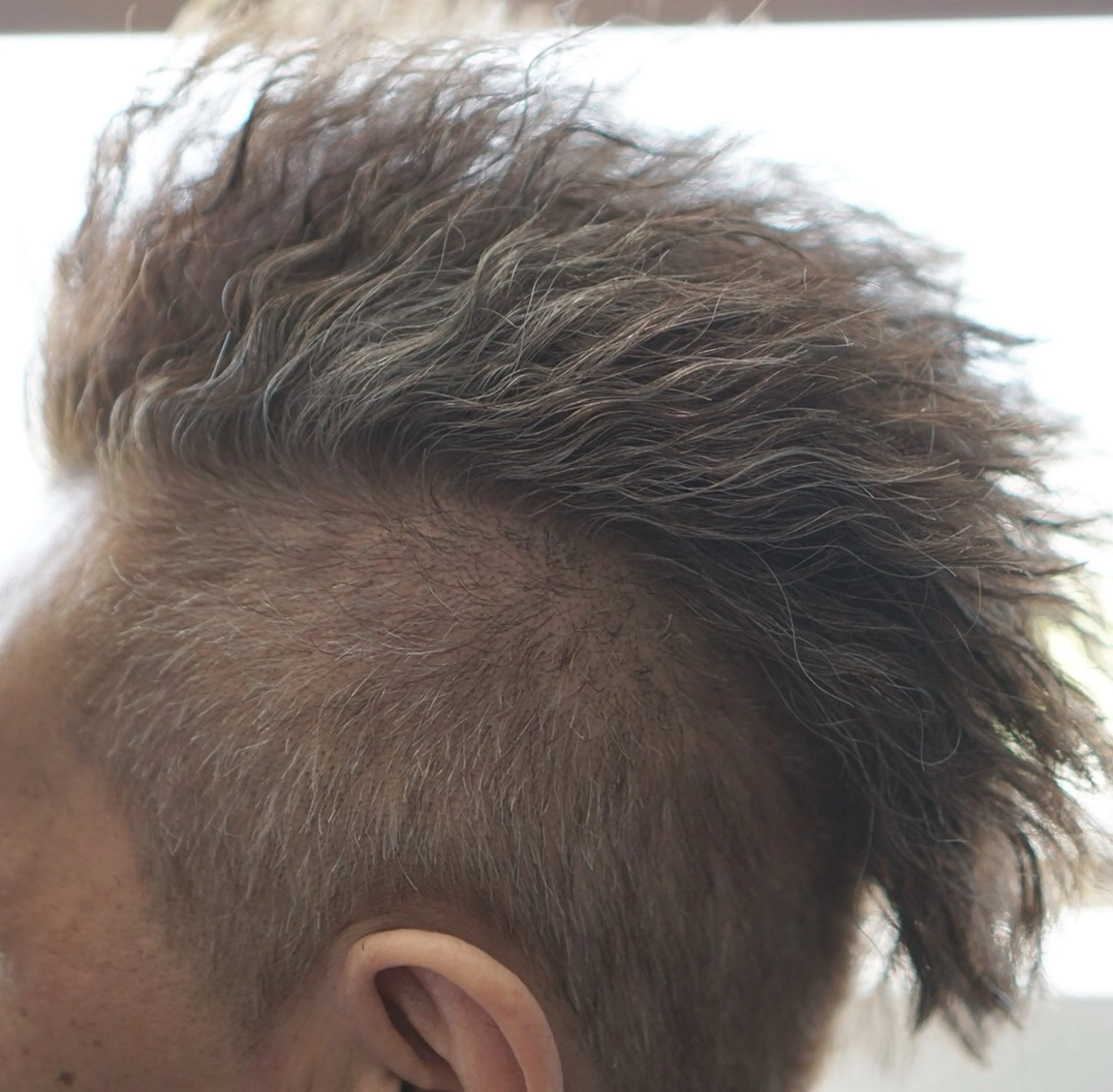 ショート カラー パーマ メンズ モヒカン メンズパーマ メンズツイストパーマ 刈り上げ ブルーカラー 中島 剛のヘアスタイル