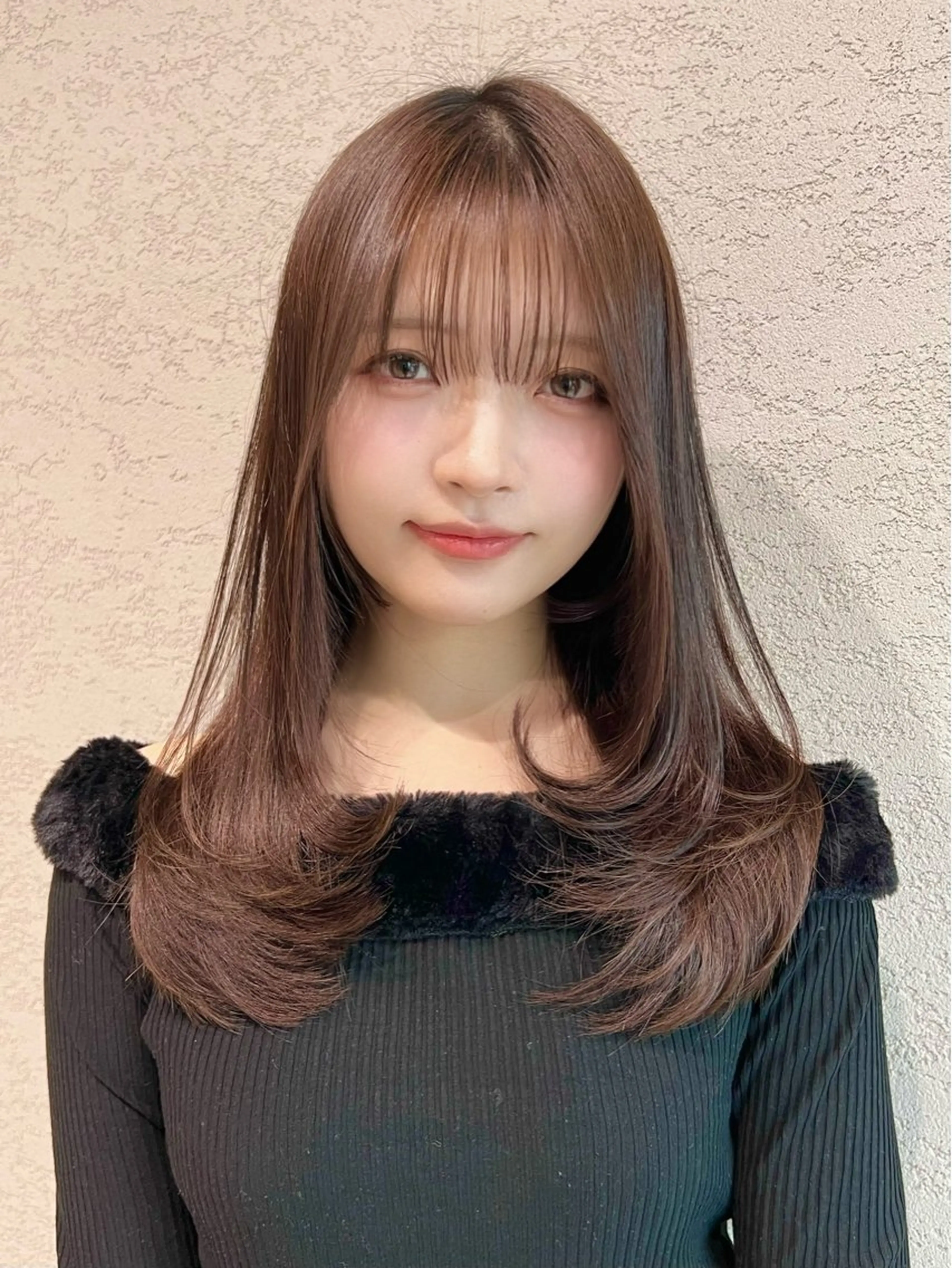 ミディアム カラー カット ヘアカラー トリートメント レイヤー/韓国 ハイトーン興津史弥のヘアスタイル