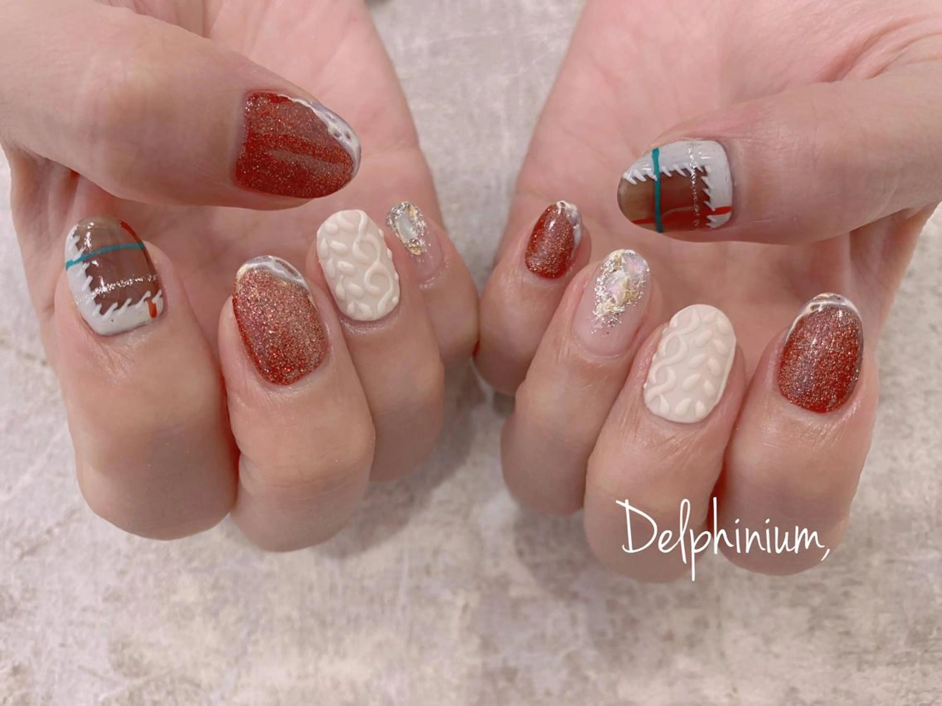 ネイル ジェルネイル マットネイル パラジェル 冬ネイル クリスマス ハンドネイル 岡本 友恵のネイルデザイン