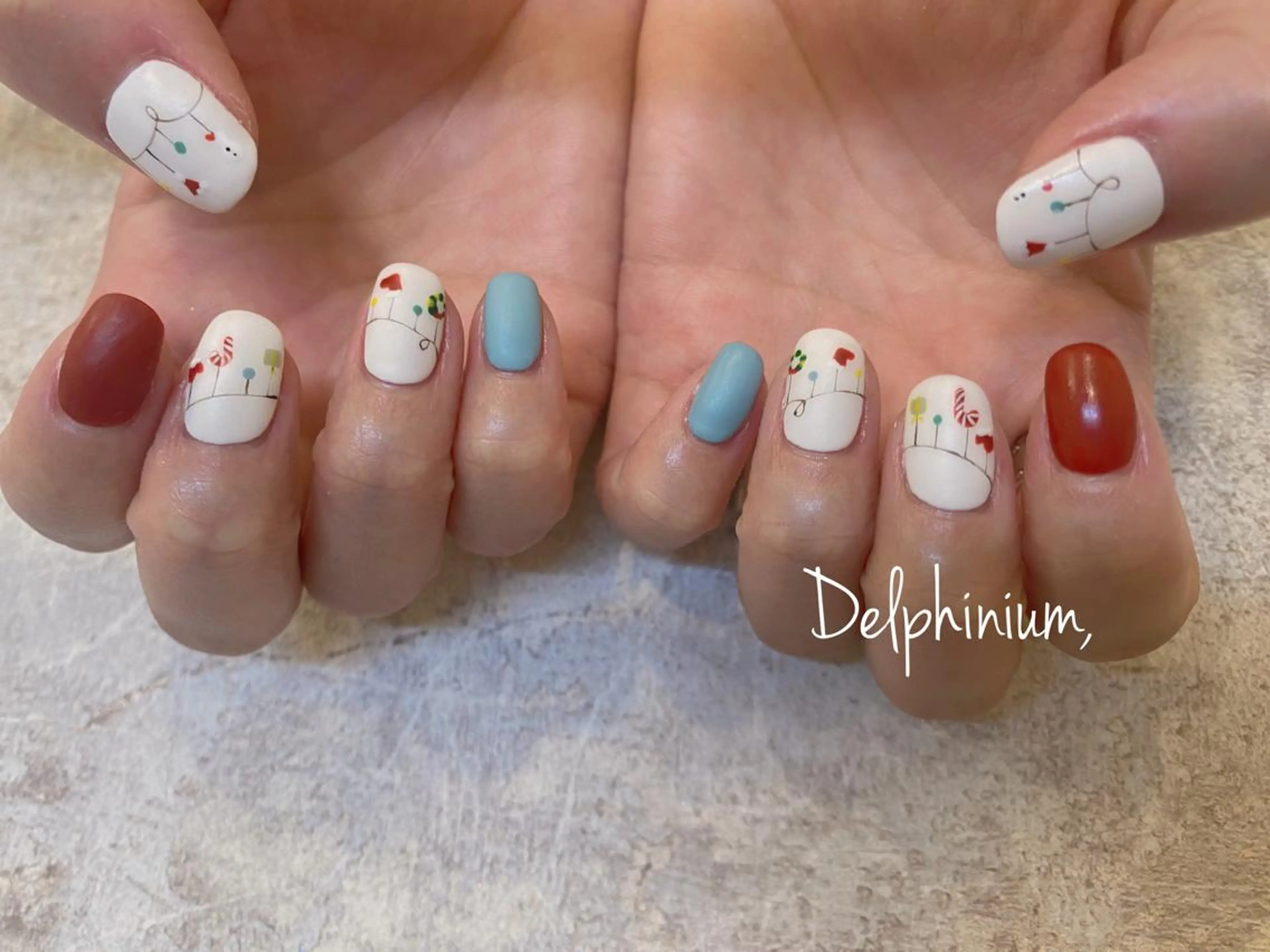 ネイル マットネイル 冬ネイル クリスマス ハンドネイル 岡本 友恵のネイルデザイン
