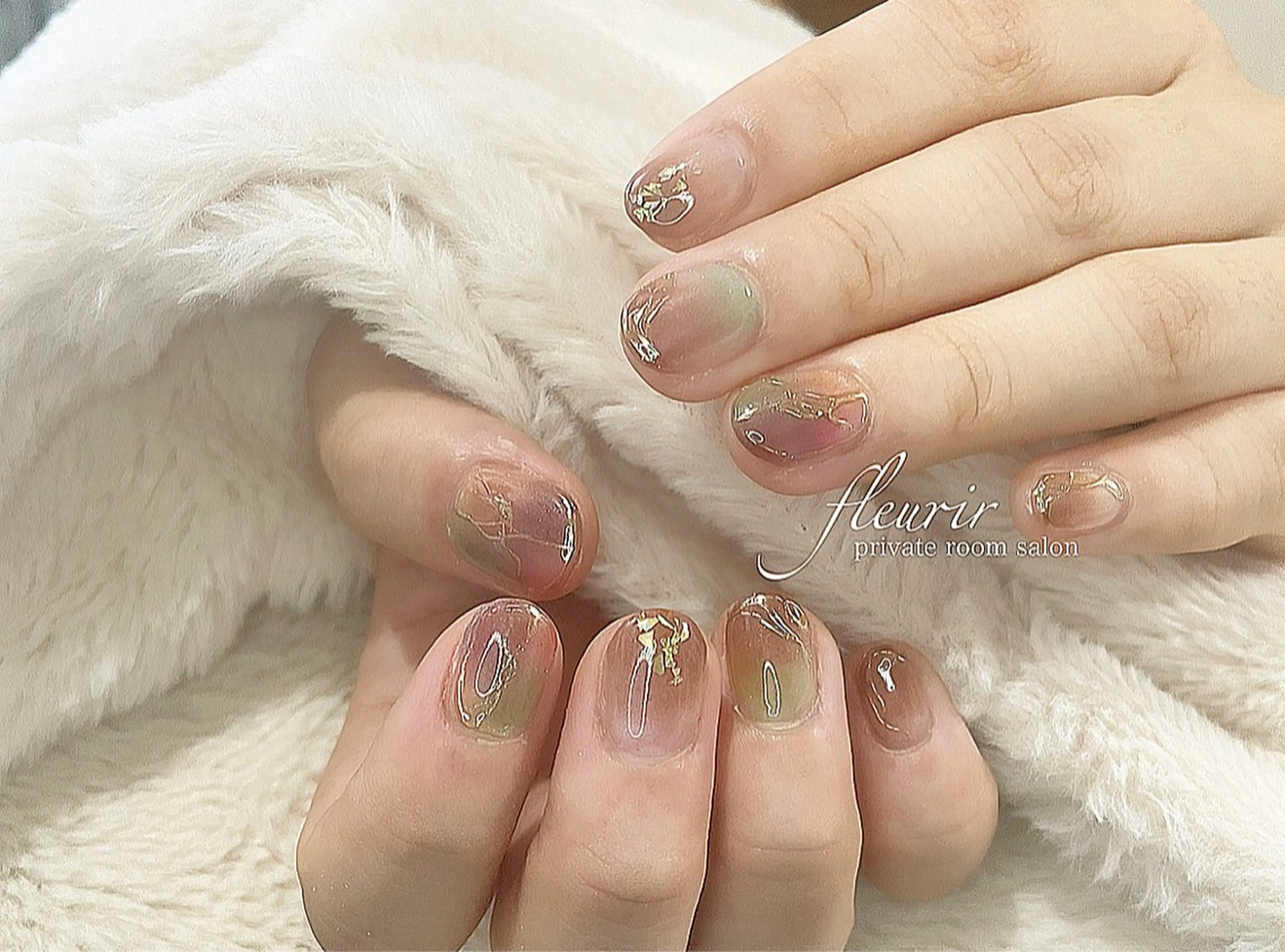 ネイル アートネイル ブラウン フルリール 【プライベートサロンのネイルデザイン