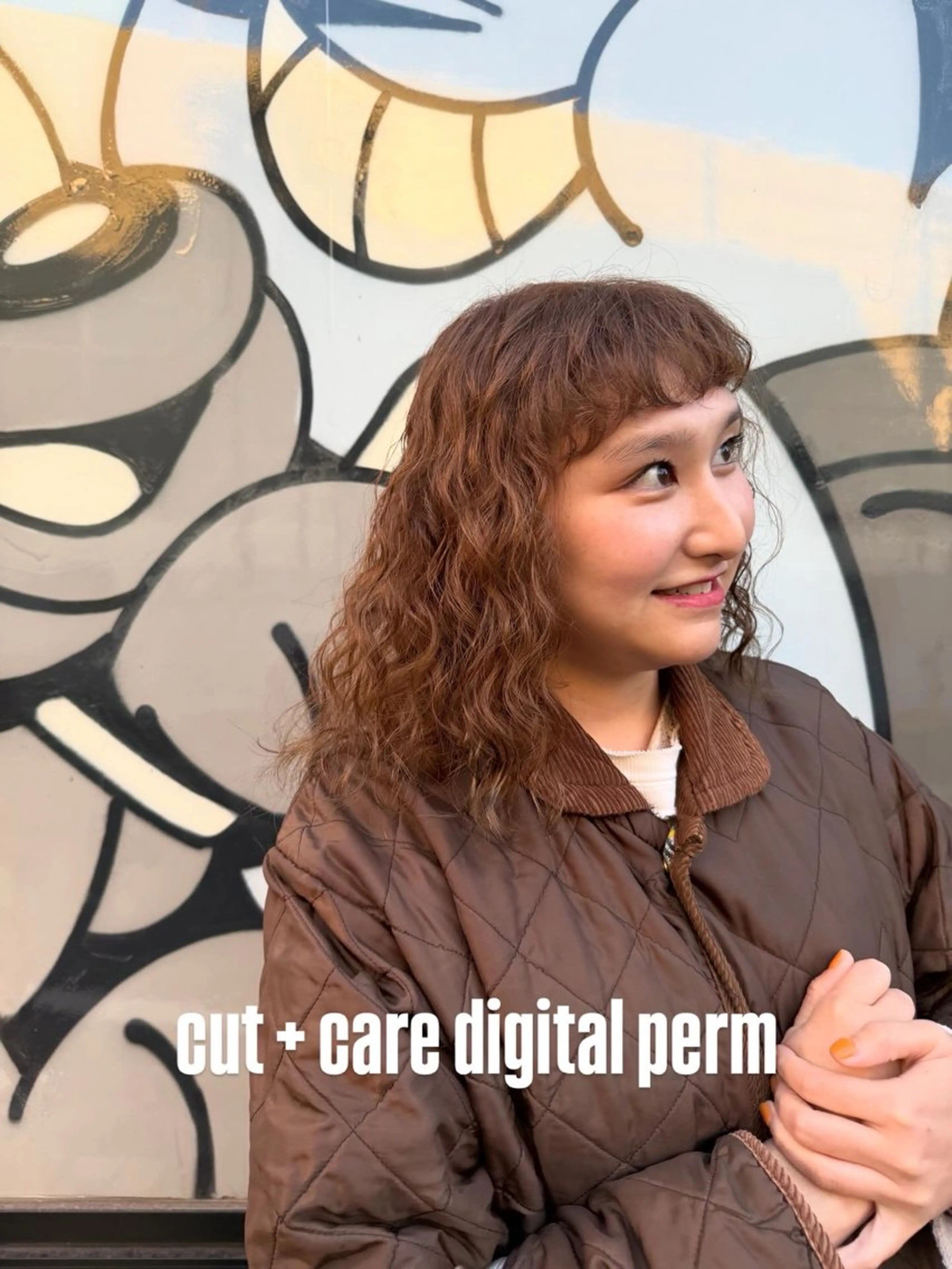 セミロング カット ヘアカラー パーマ トリートメント スパイラルパーマ/ ウェーブパーマ/神野のヘアスタイル