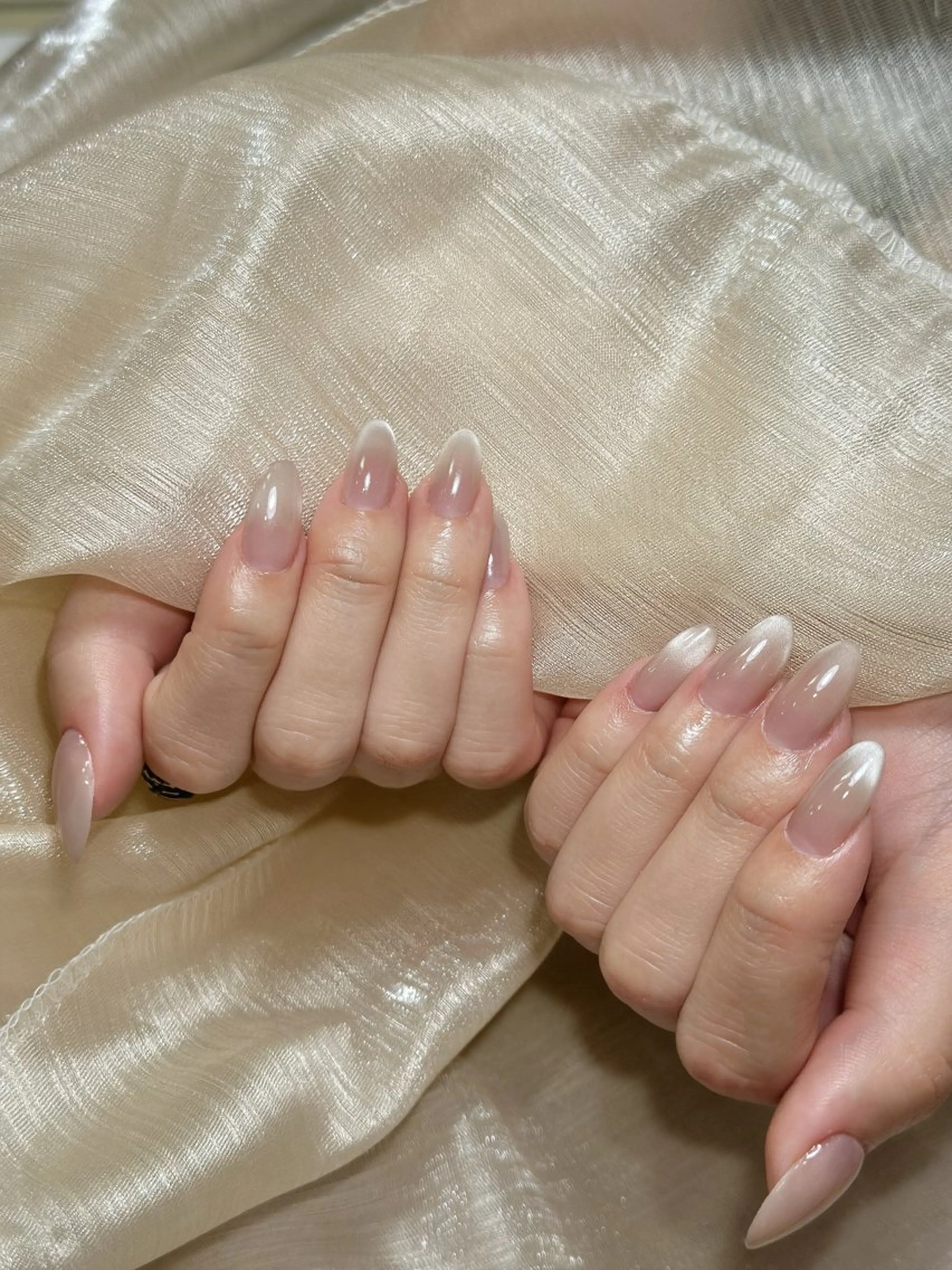 ネイル アートネイル オーロラネイル チークネイル フレンチネイル ガラスフレンチ 🎀 あやのネイルデザイン