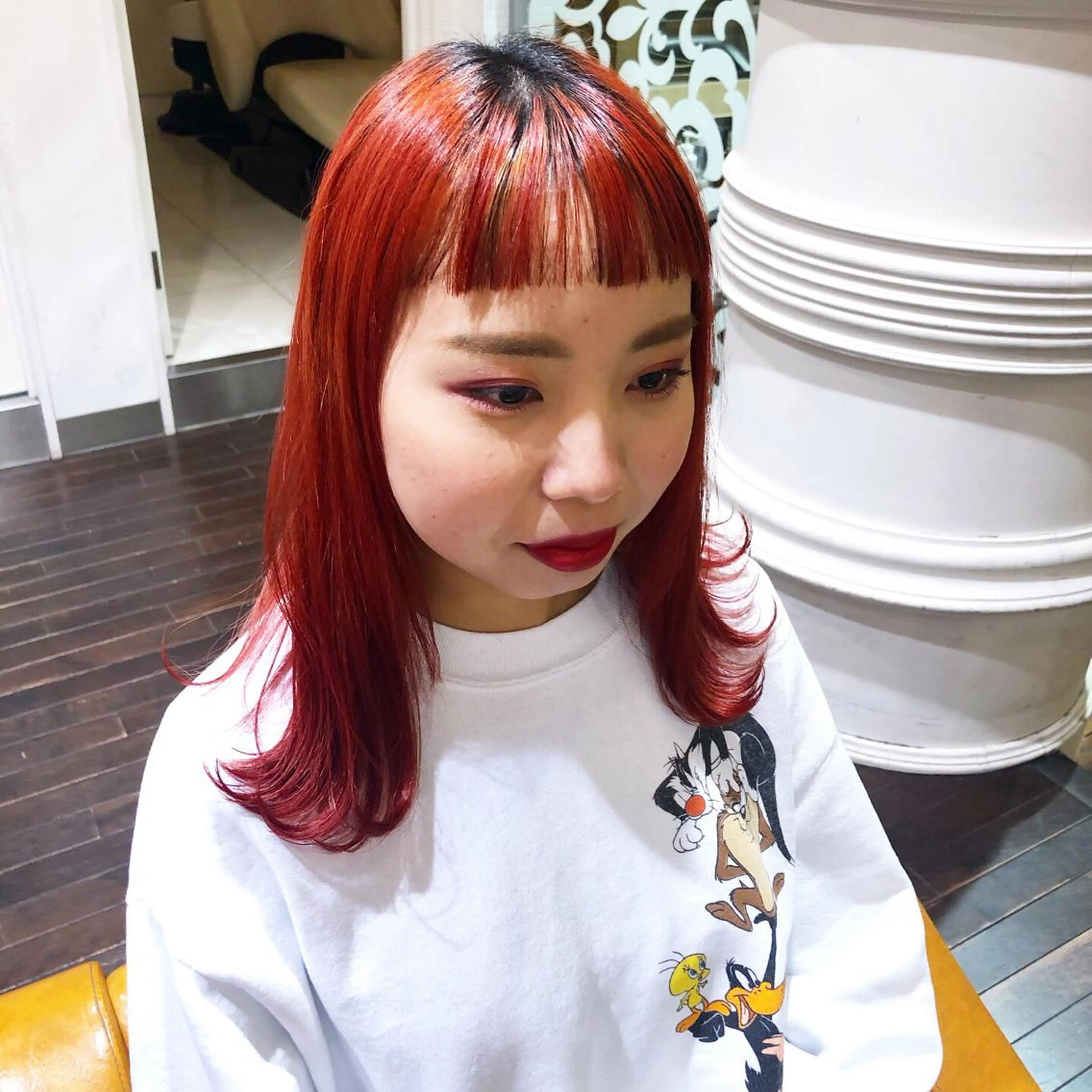 カラー オレンジ ショートボブ /綾華のヘアスタイル