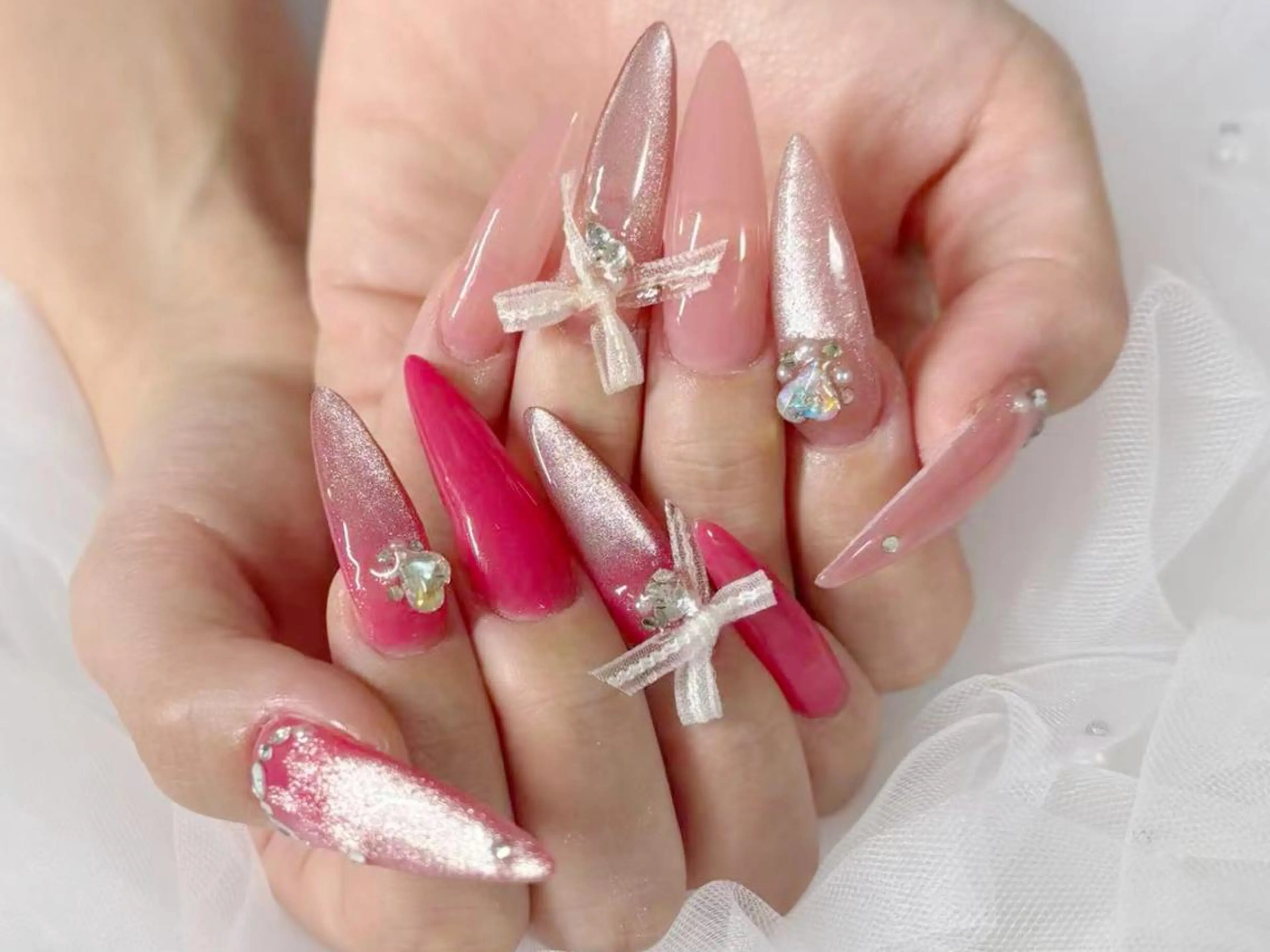 ネイル アートネイル オーロラネイル カジュアル クリアネイル 長さ出し ハンドネイル Ru na🍳のネイルデザイン