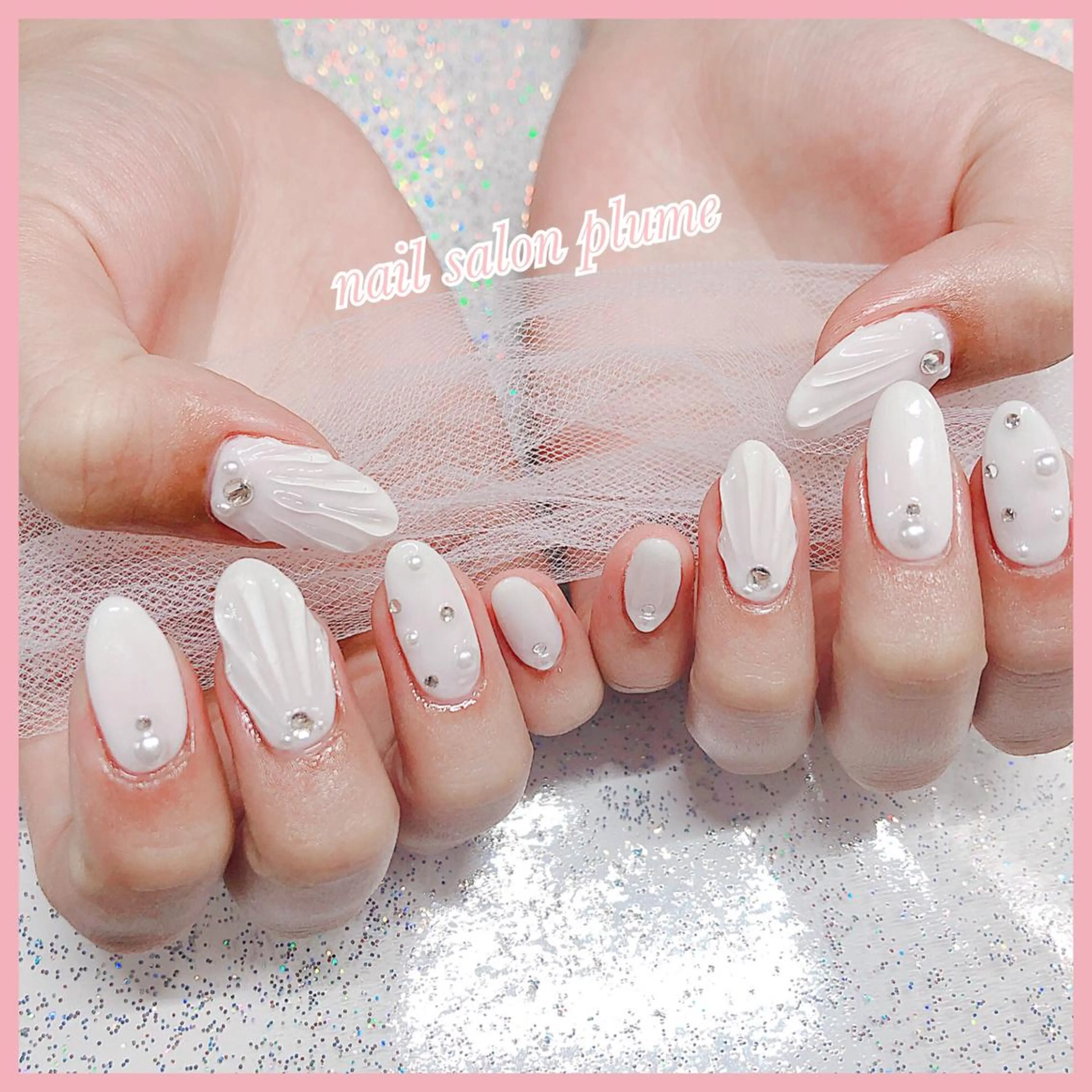 ネイル アートネイル ハート キラキラネイル 韓国ネイル ワンカラーネイル ハンドネイル plume nail ☆韓国ネイルのネイルデザイン